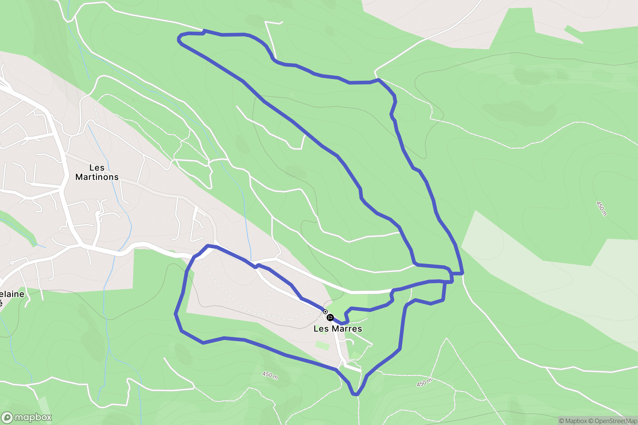 Biver : carte du parcours de randonnée - France