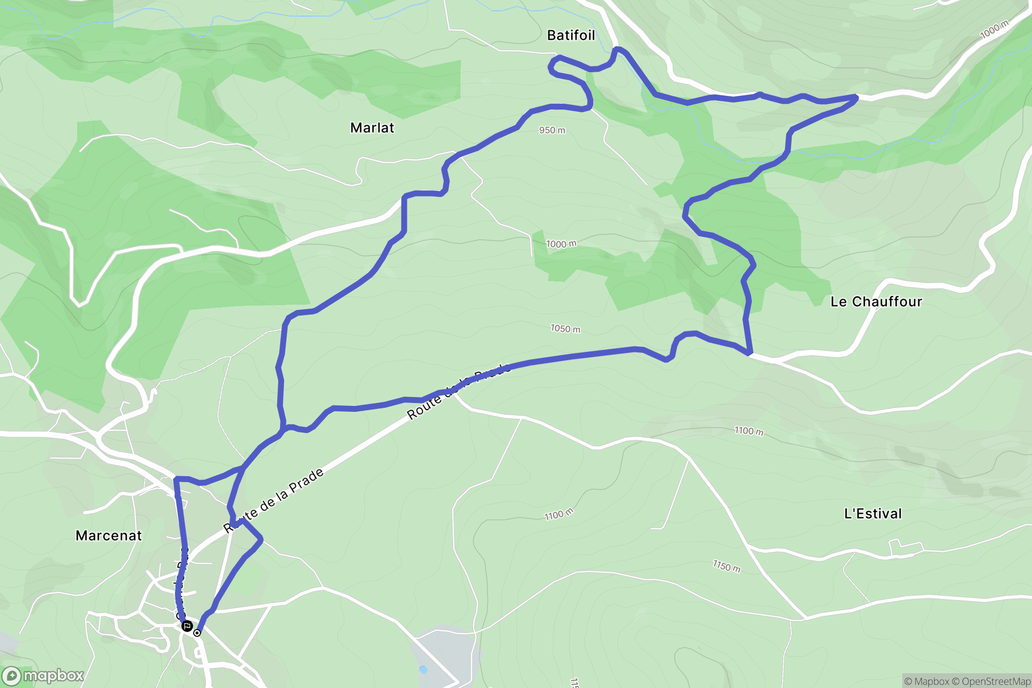 Marcenat, Condat : carte du parcours de randonnée - France