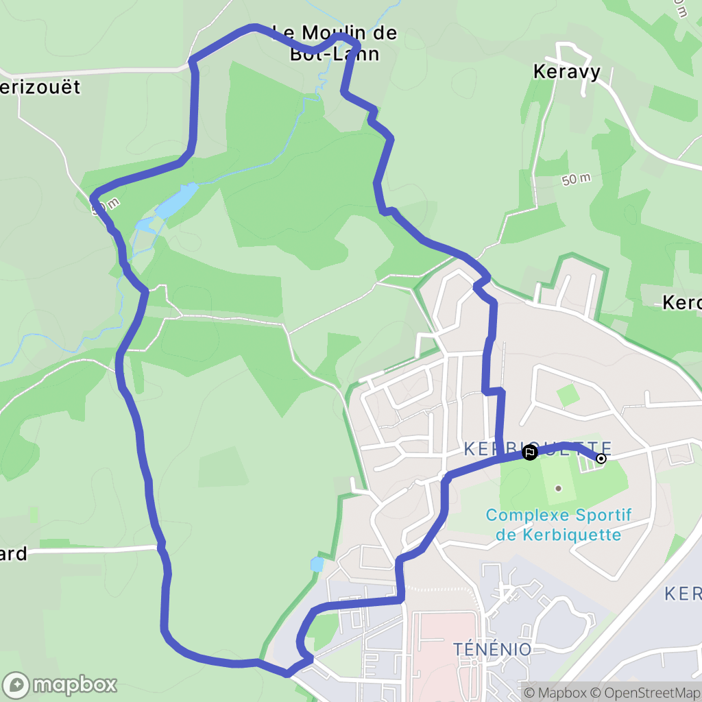 Kerbiquette, Vannes : carte du parcours de randonnée - France