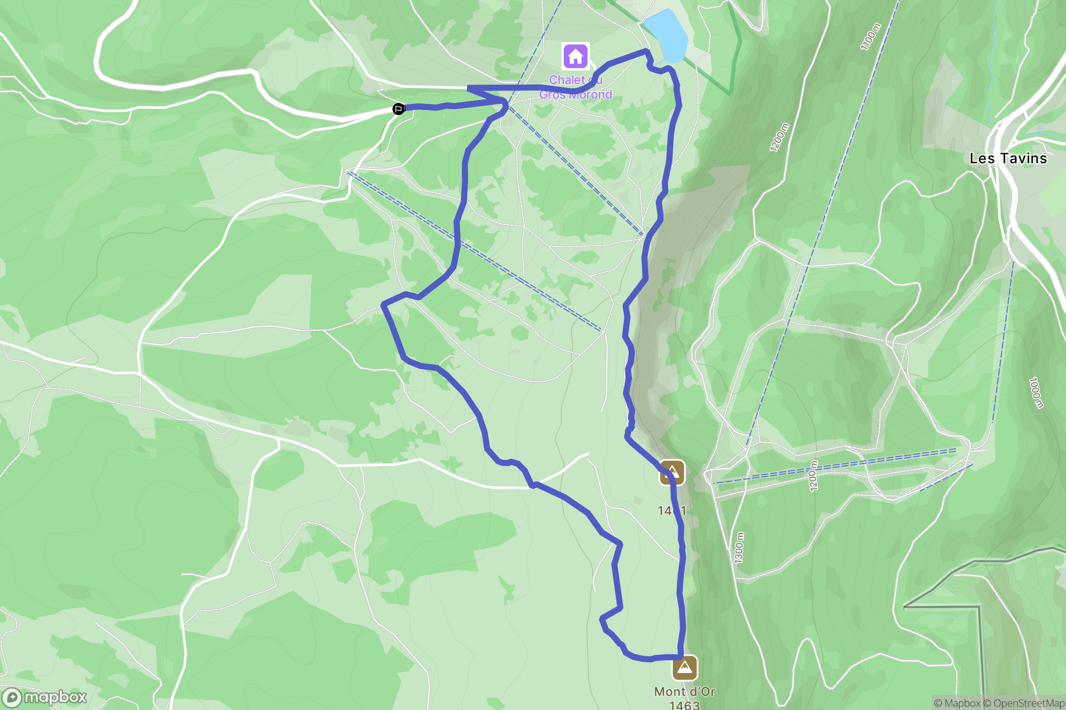Longeville mont d'Or : carte du parcours de randonnée - France