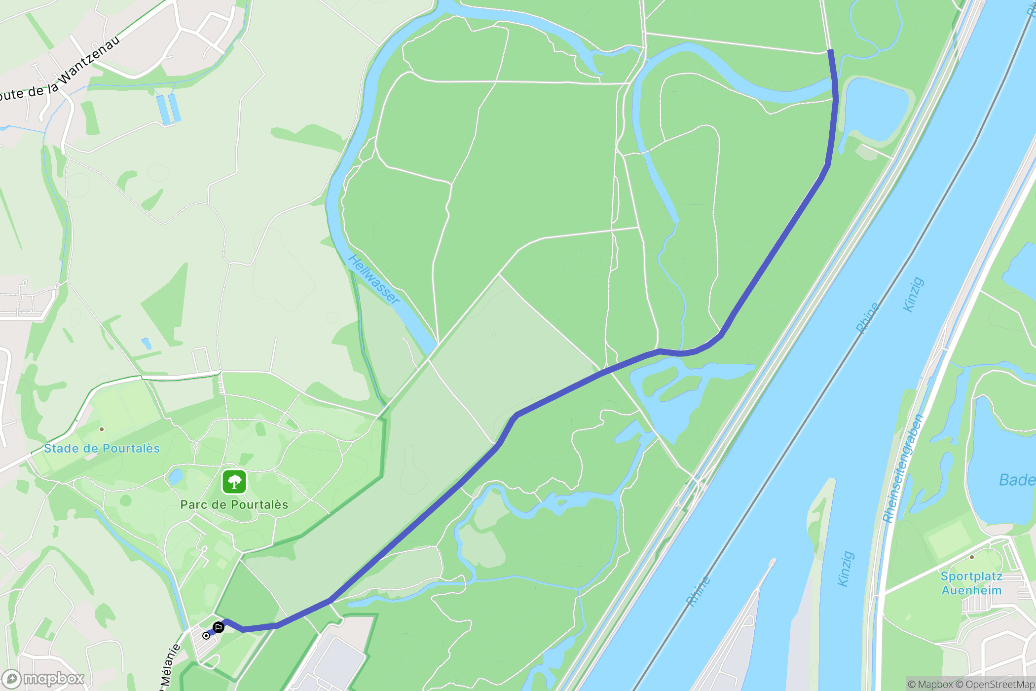 Robertsau : carte du parcours de randonnée - France