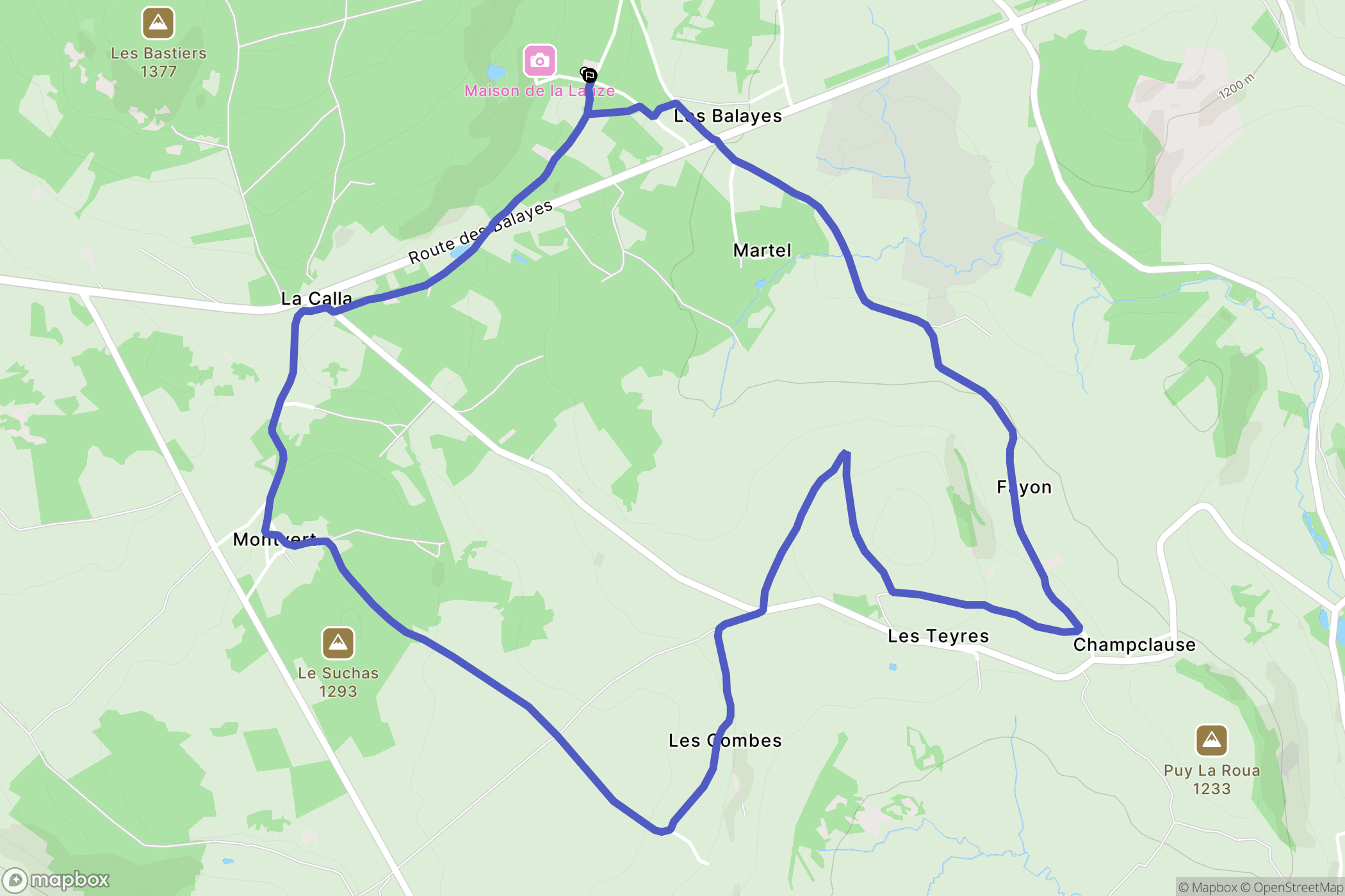 Mazet-Saint-Voy : carte du parcours de randonnée - France