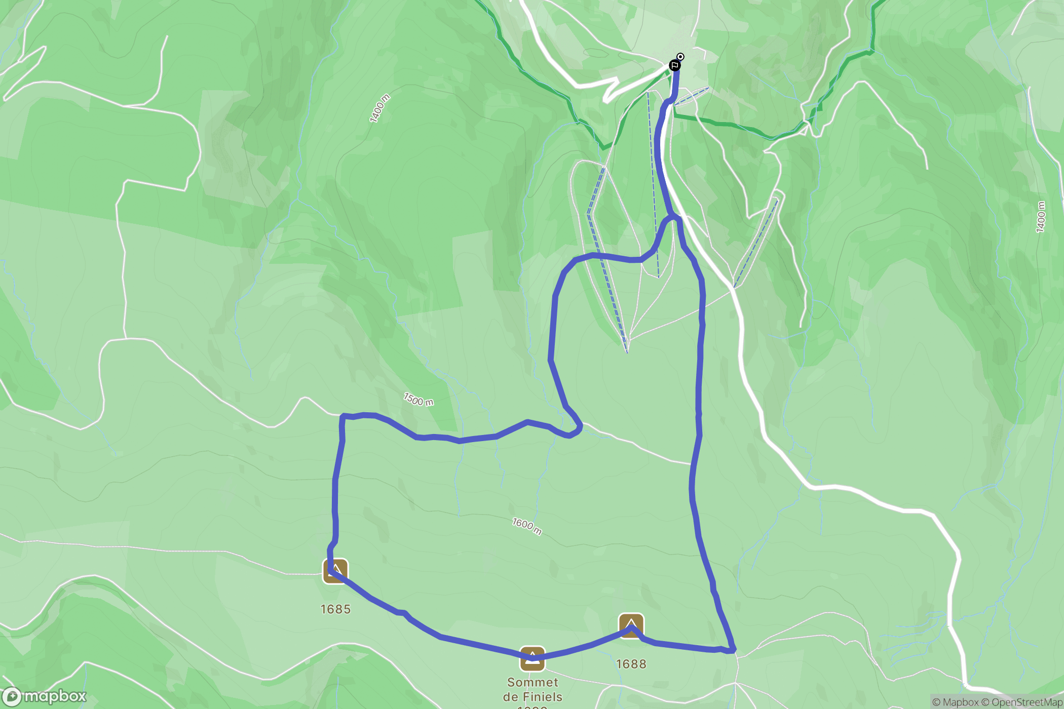 Station de ski du Bleymard-Mont Lozère : carte du parcours de randonnée - France