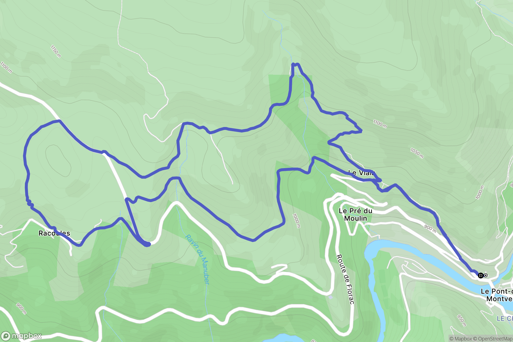 Le Pont-de-Montvert : carte du parcours de randonnée - France