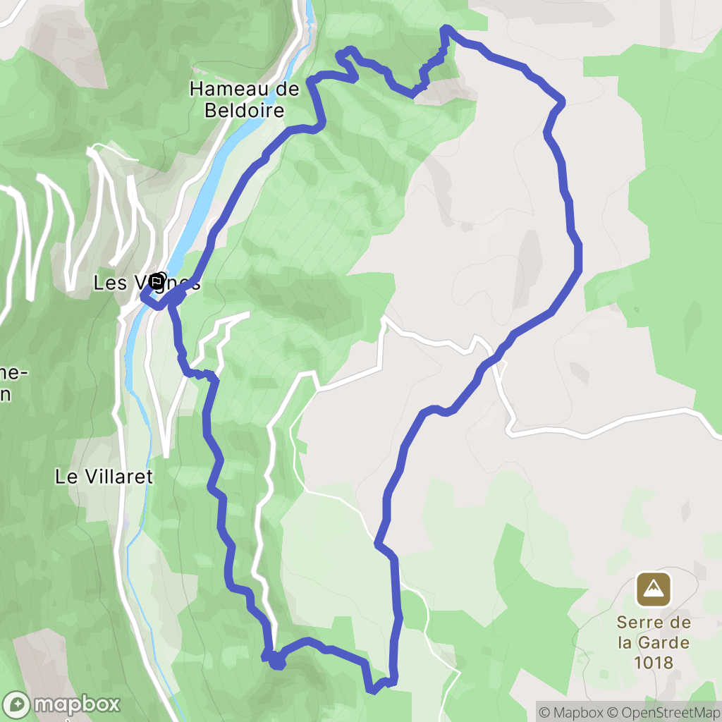 Les Vignes : carte du parcours de randonnée - France
