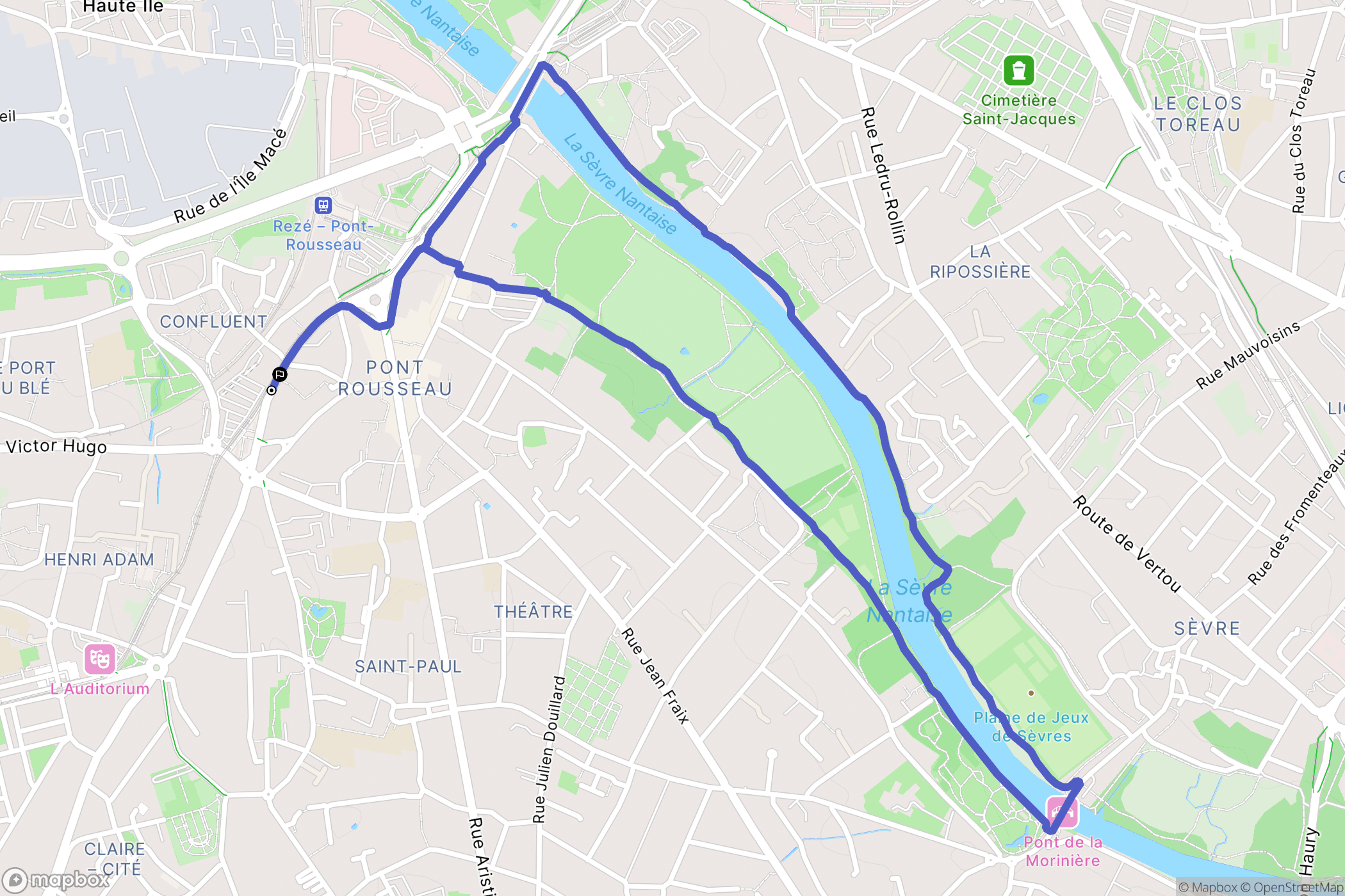 Nantes : carte du parcours de randonnée - France