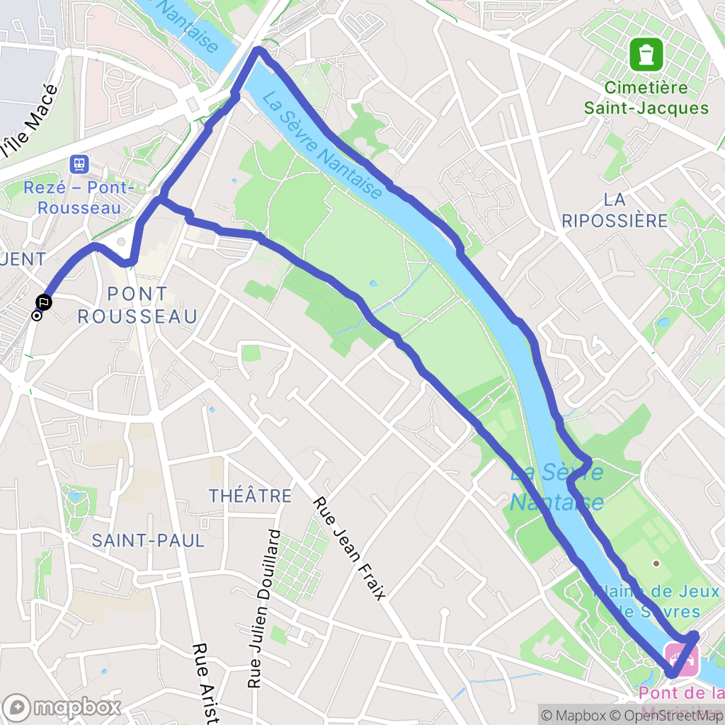 Nantes : carte du parcours de randonnée - France
