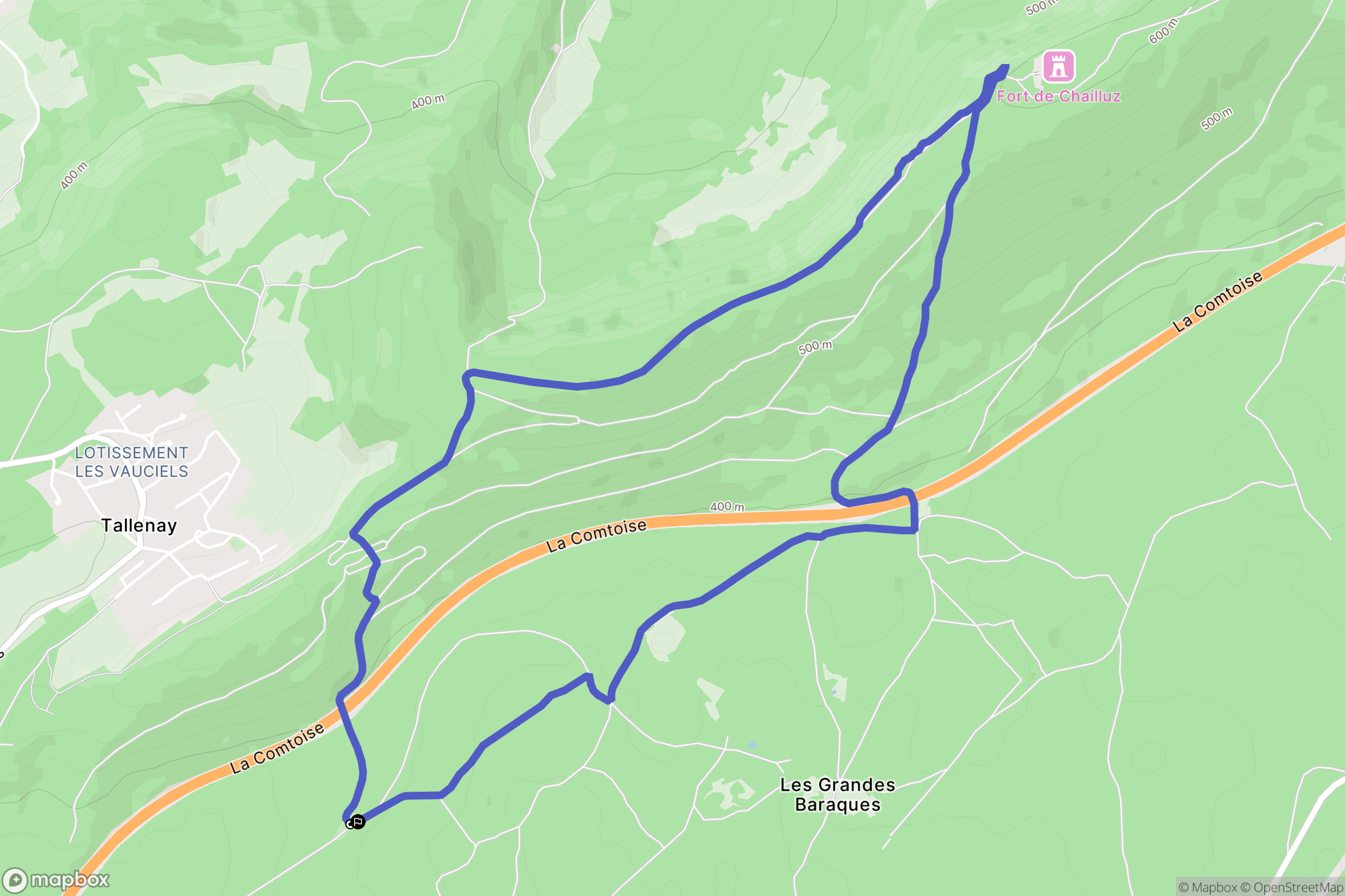 Thallenay : carte du parcours de randonnée - France