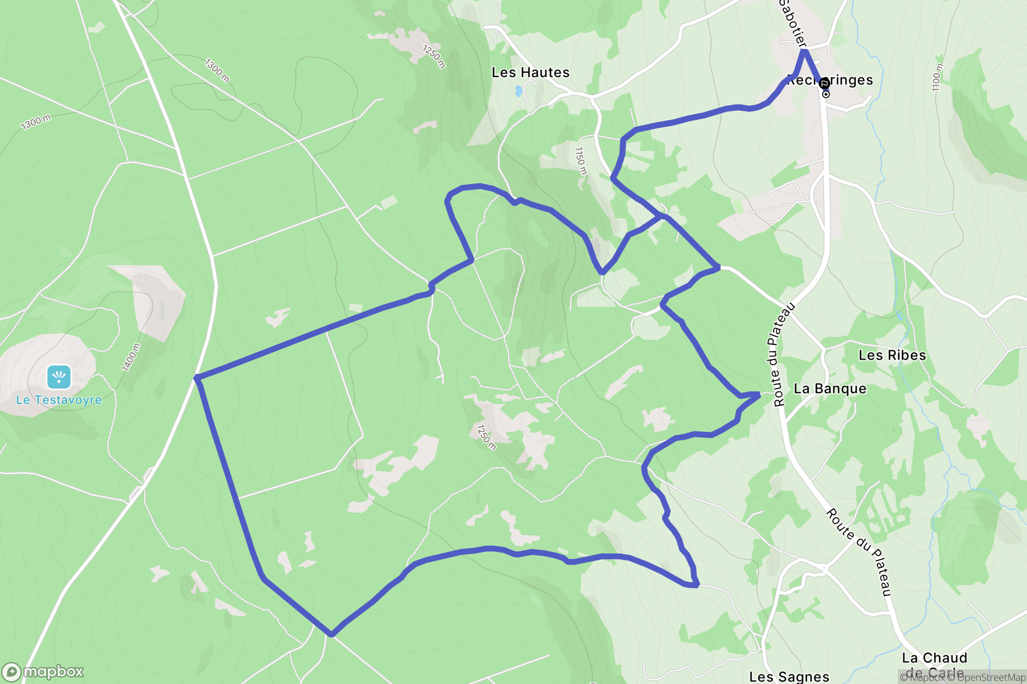 Mazet-Saint-Voy : carte du parcours de randonnée - France