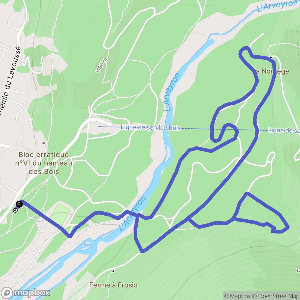 Les Praz-de-Chamonix : carte du parcours de randonnée - France