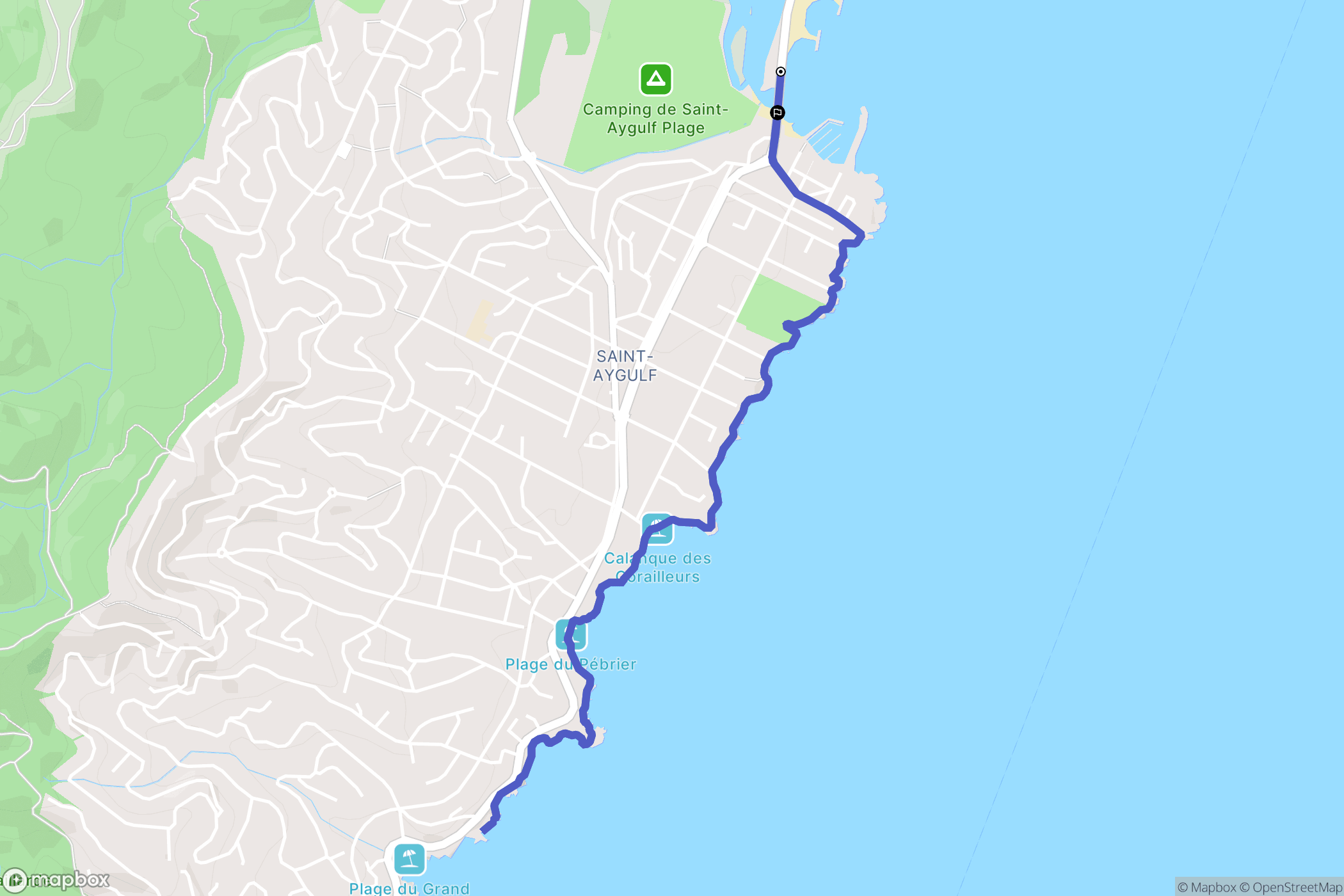 Saint-Aygulf,Fréjus : carte du parcours de randonnée - France