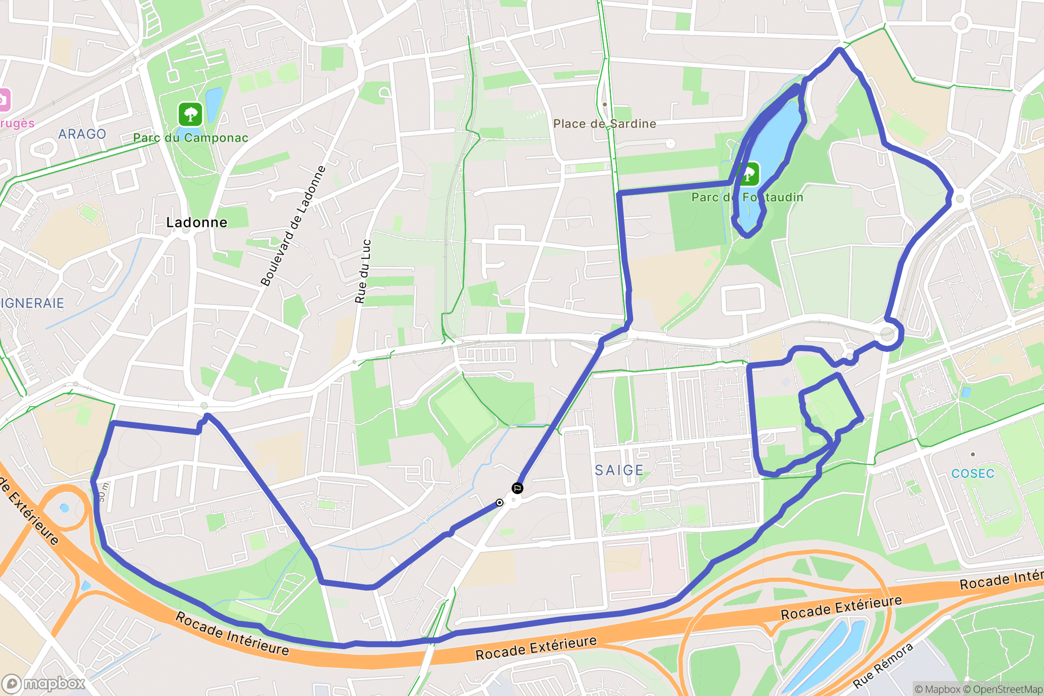 Pessac, Bordeaux : carte du parcours de randonnée - France