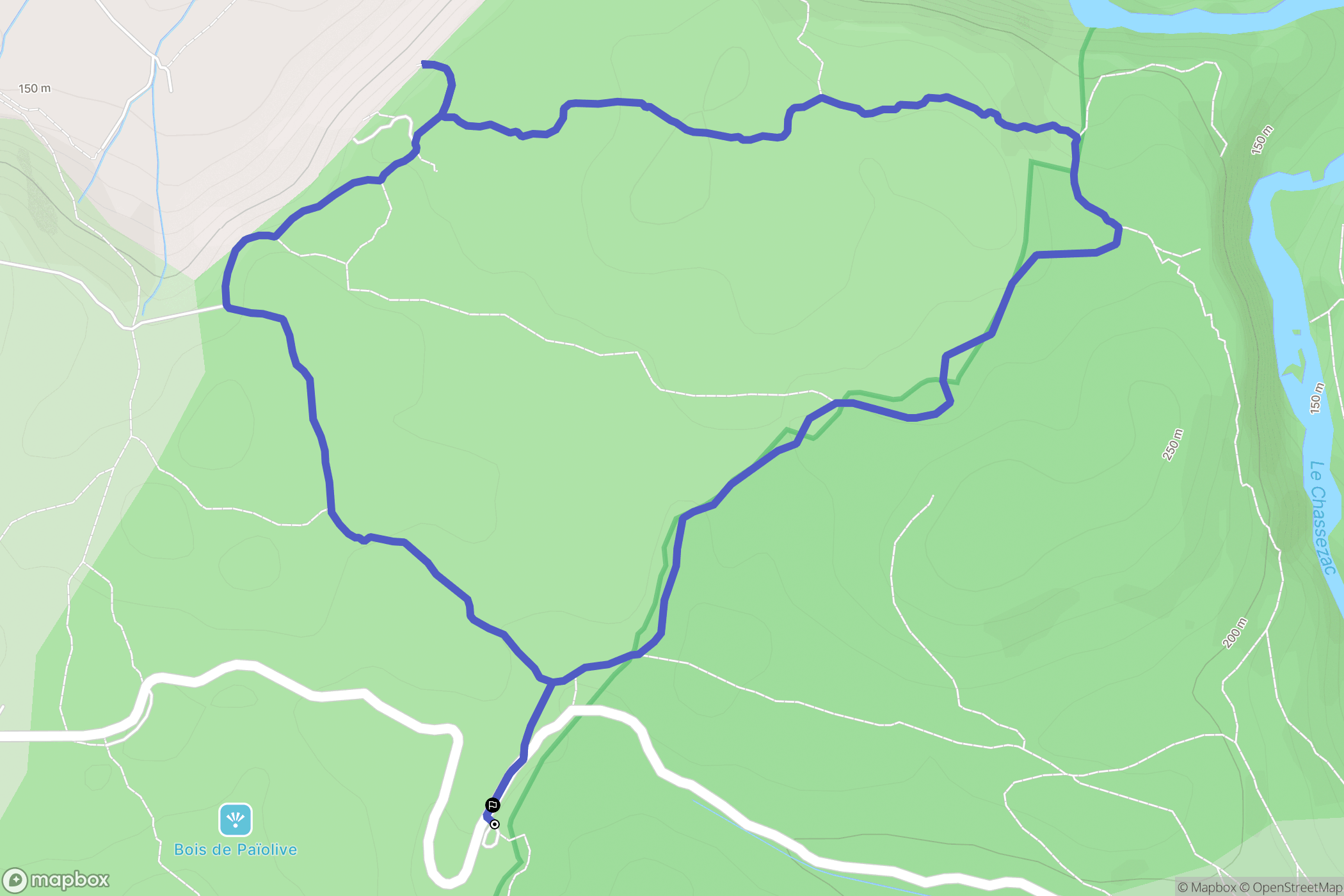 Chassagnes : carte du parcours de randonnée - France