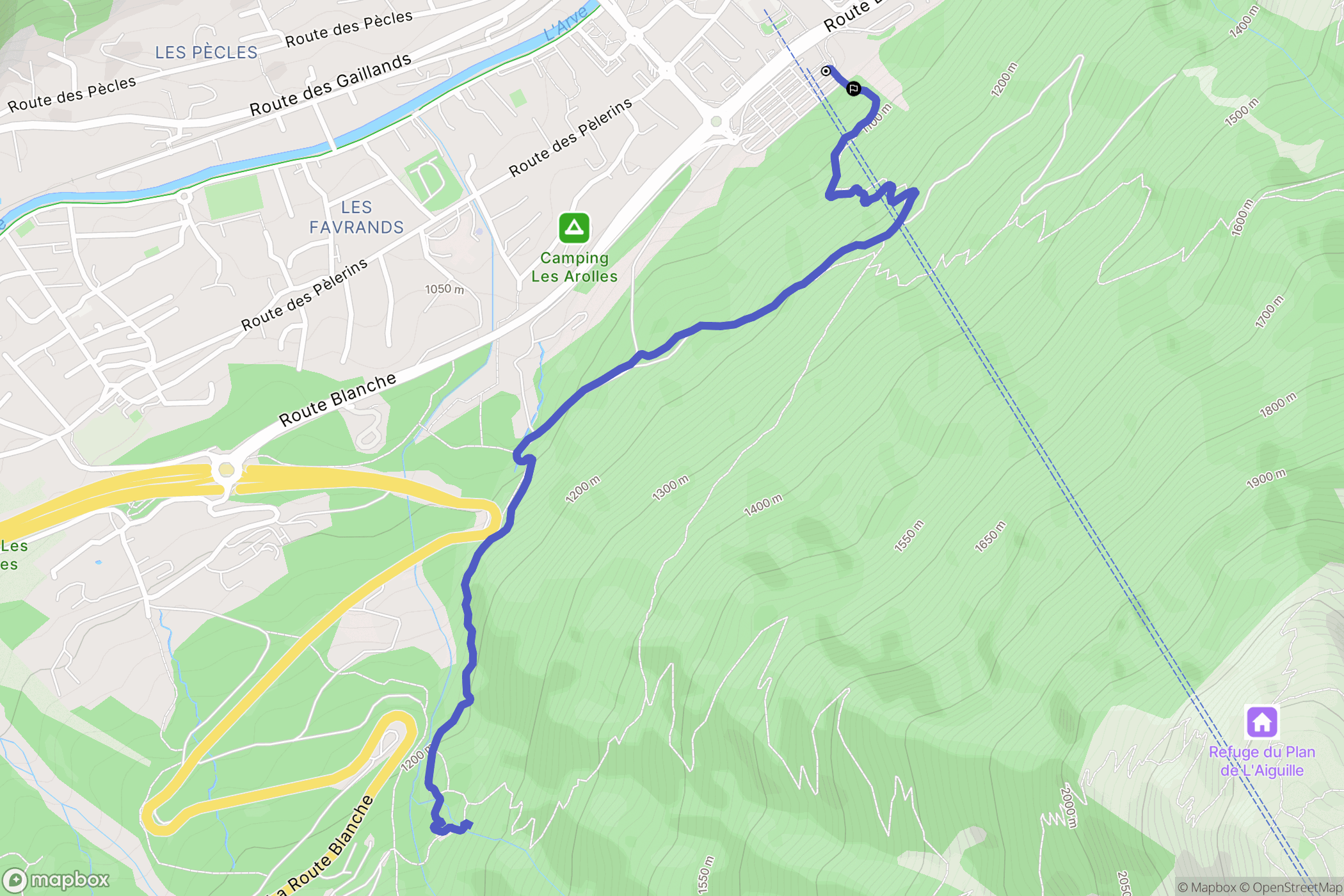 Chamonix : carte du parcours de randonnée - France