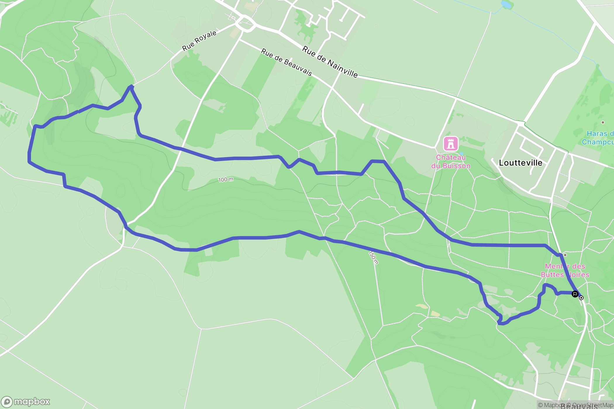 Beauvais : carte du parcours de randonnée - France