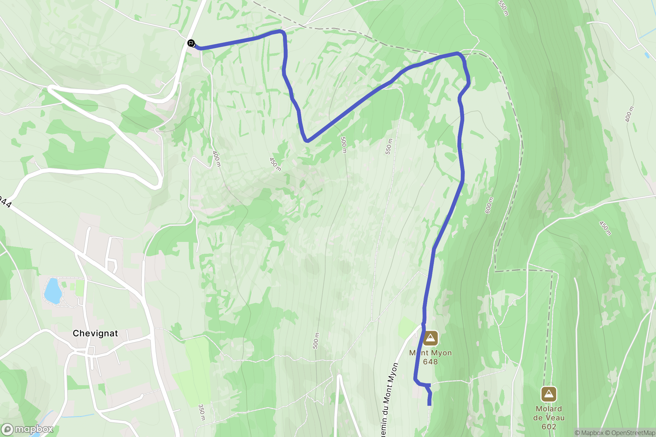 Chevignat : carte du parcours de randonnée - France
