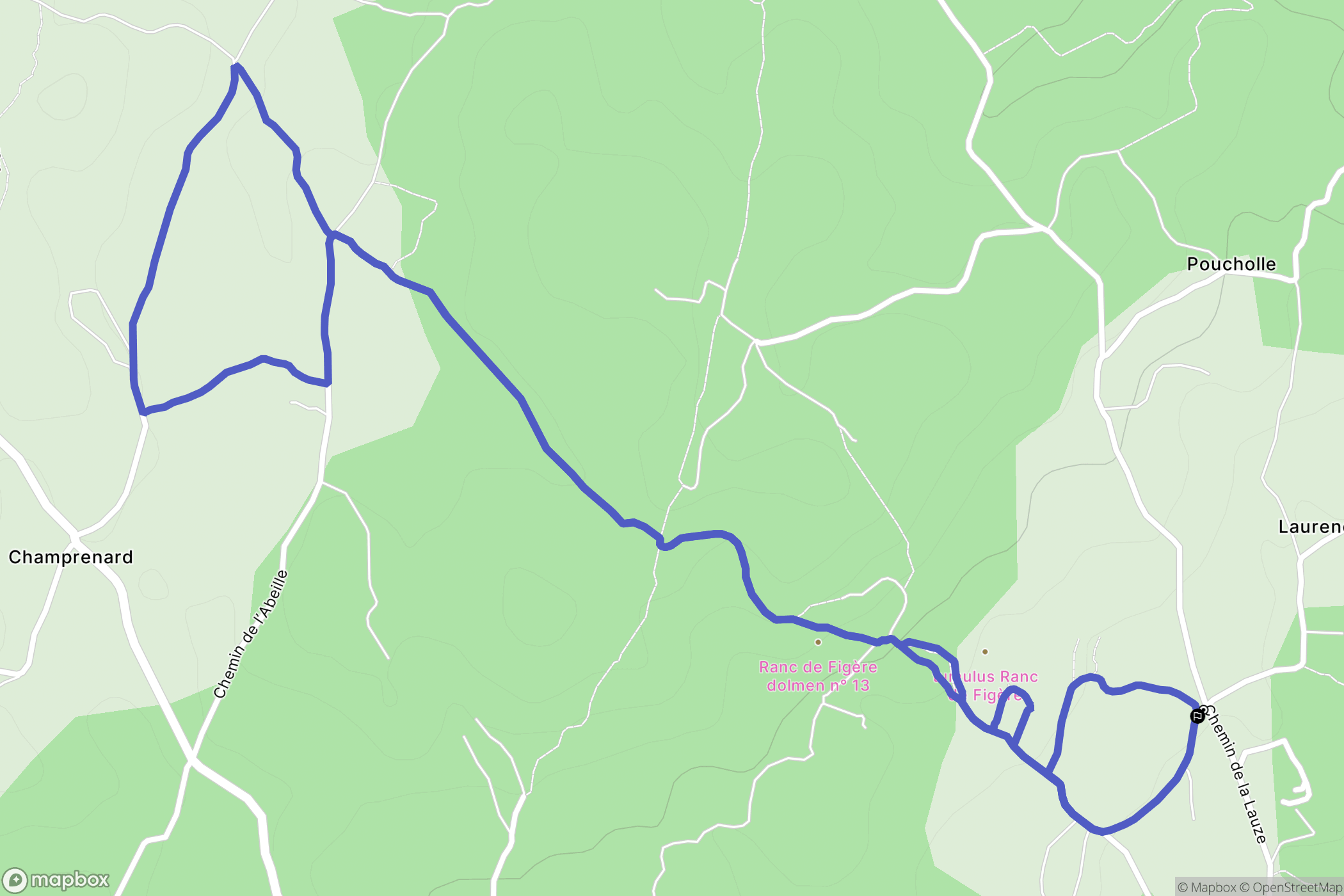 La Buissière : carte du parcours de randonnée - France