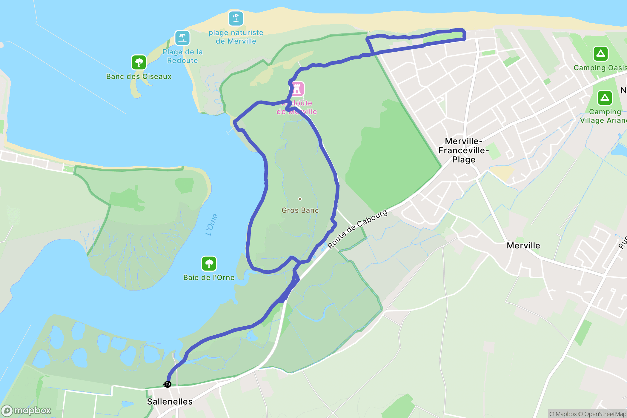 Ouistreham : carte du parcours de randonnée - France