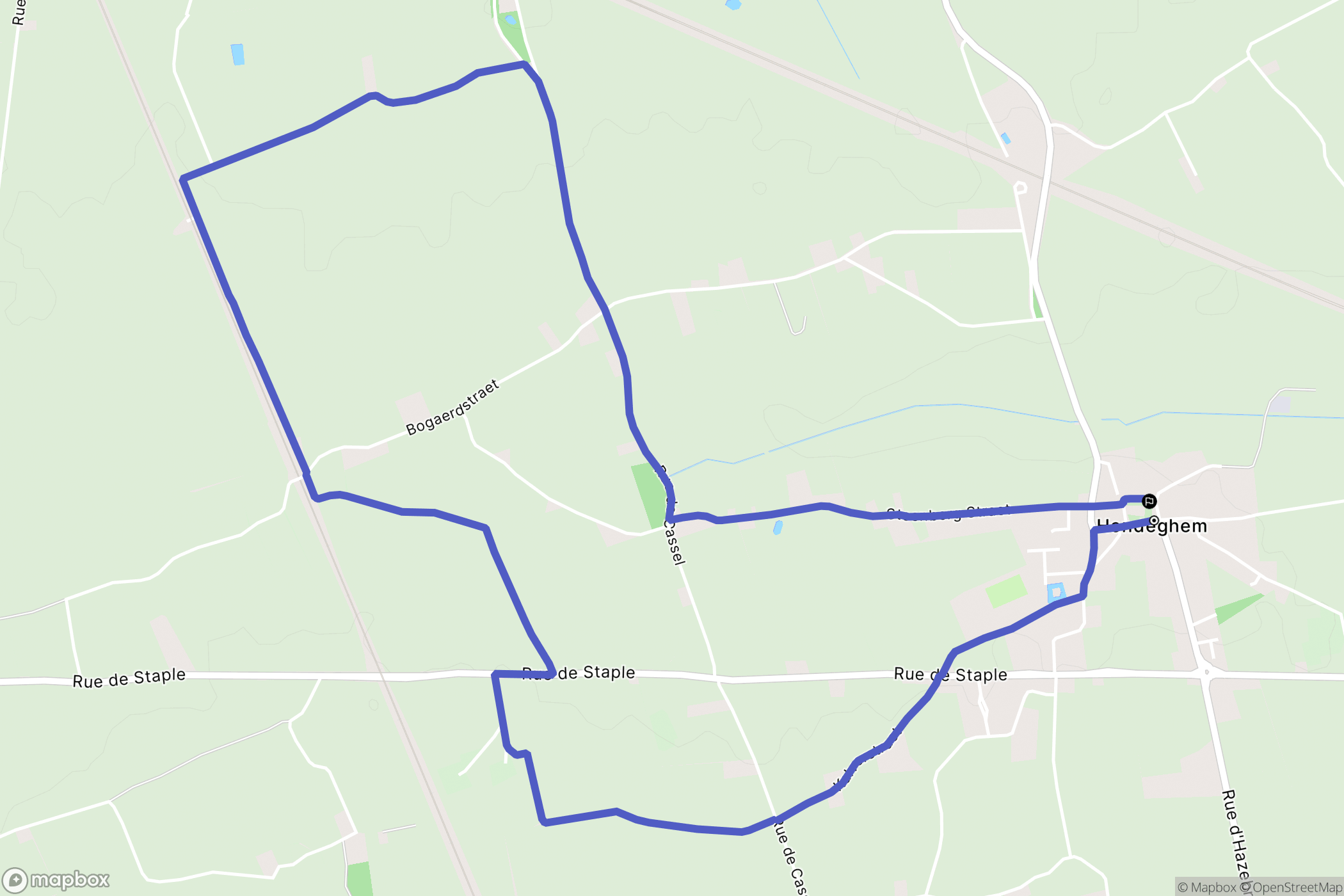 Hondeghen : carte du parcours de randonnée - France