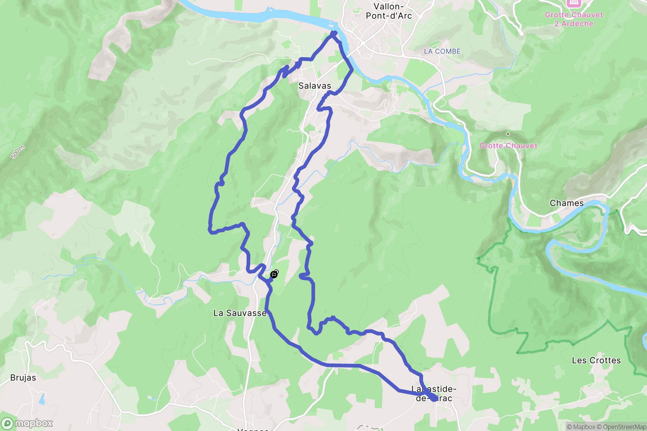 Salavas : carte du parcours de randonnée - France