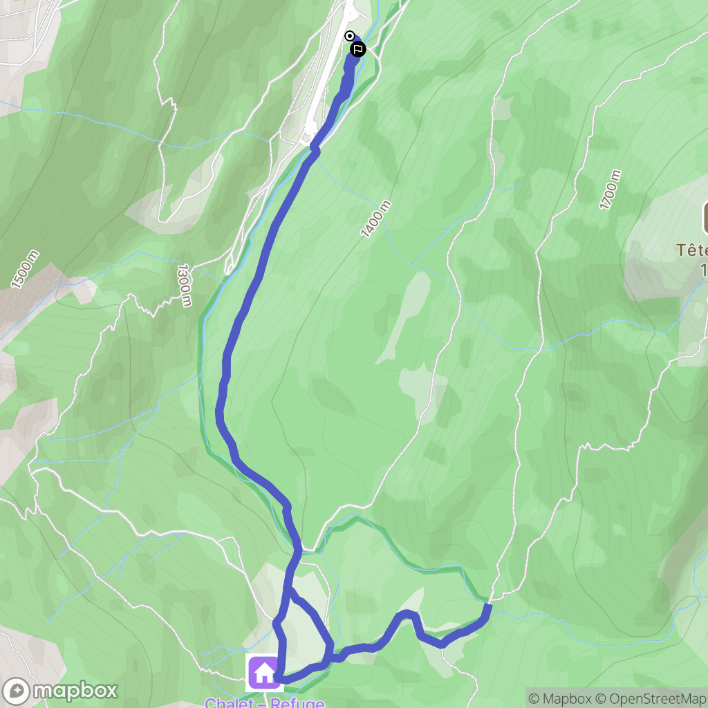 Contamines-Montjoie : carte du parcours de randonnée - France