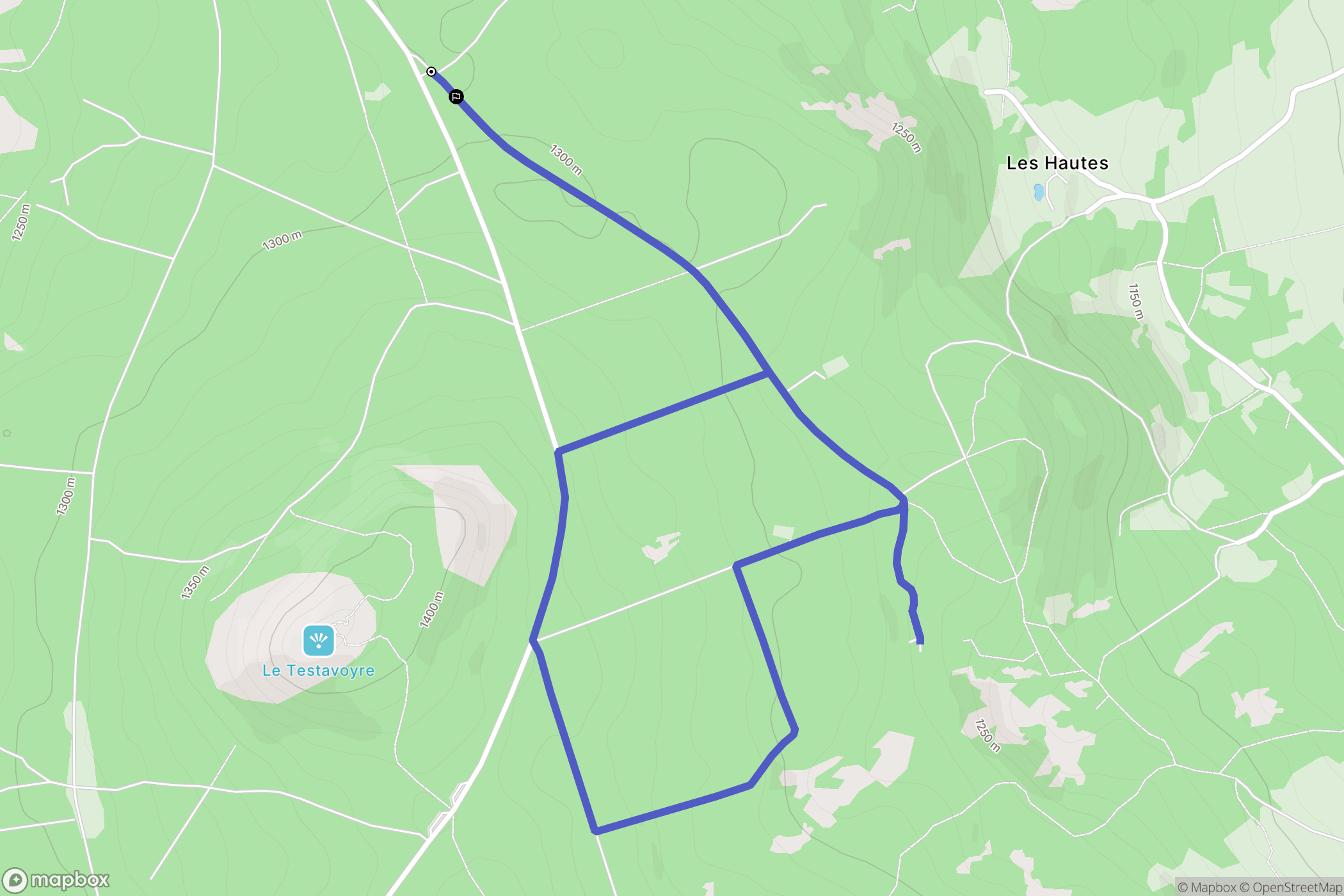 Queyrières : carte du parcours de randonnée - France