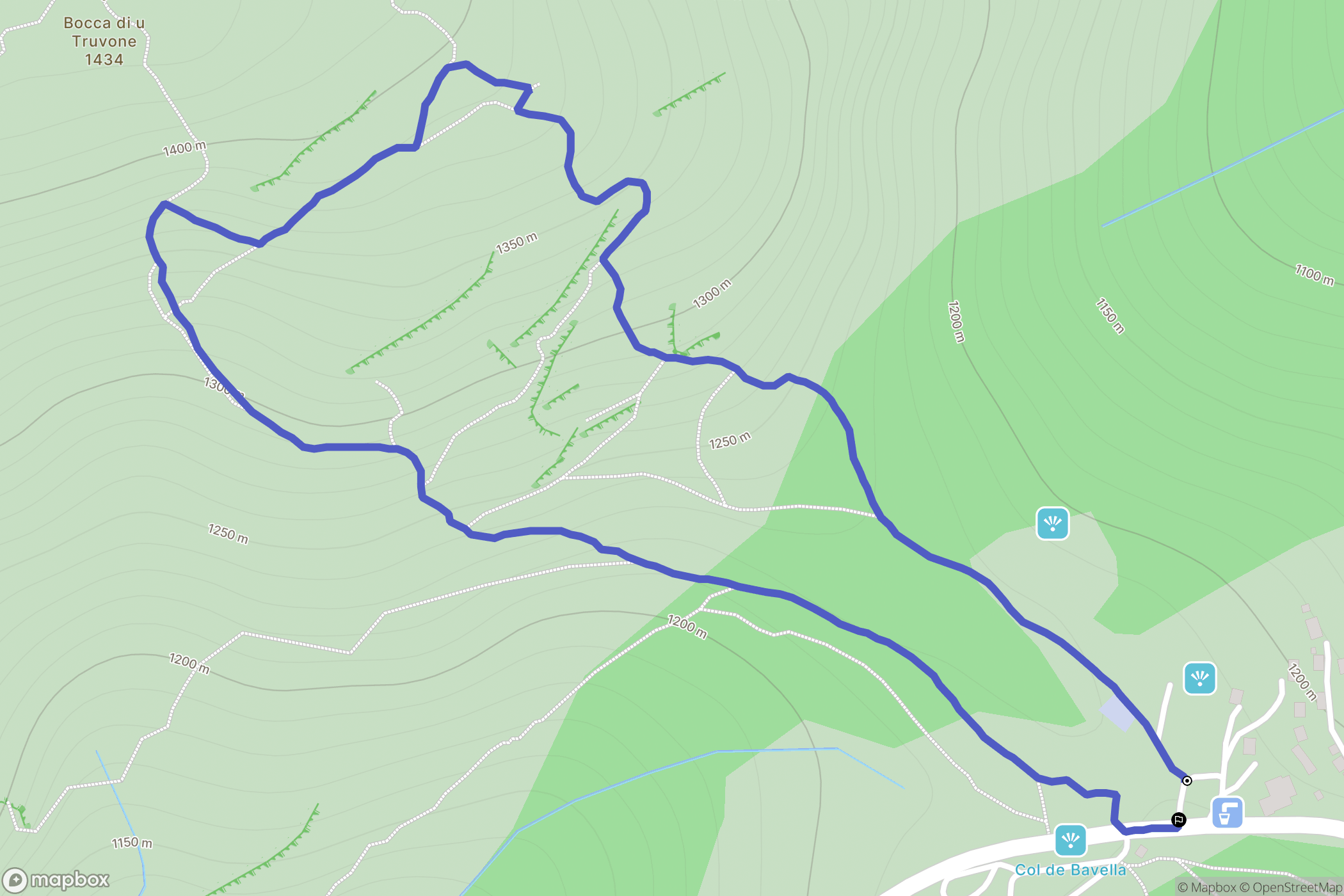 Bavella : carte du parcours de randonnée - France