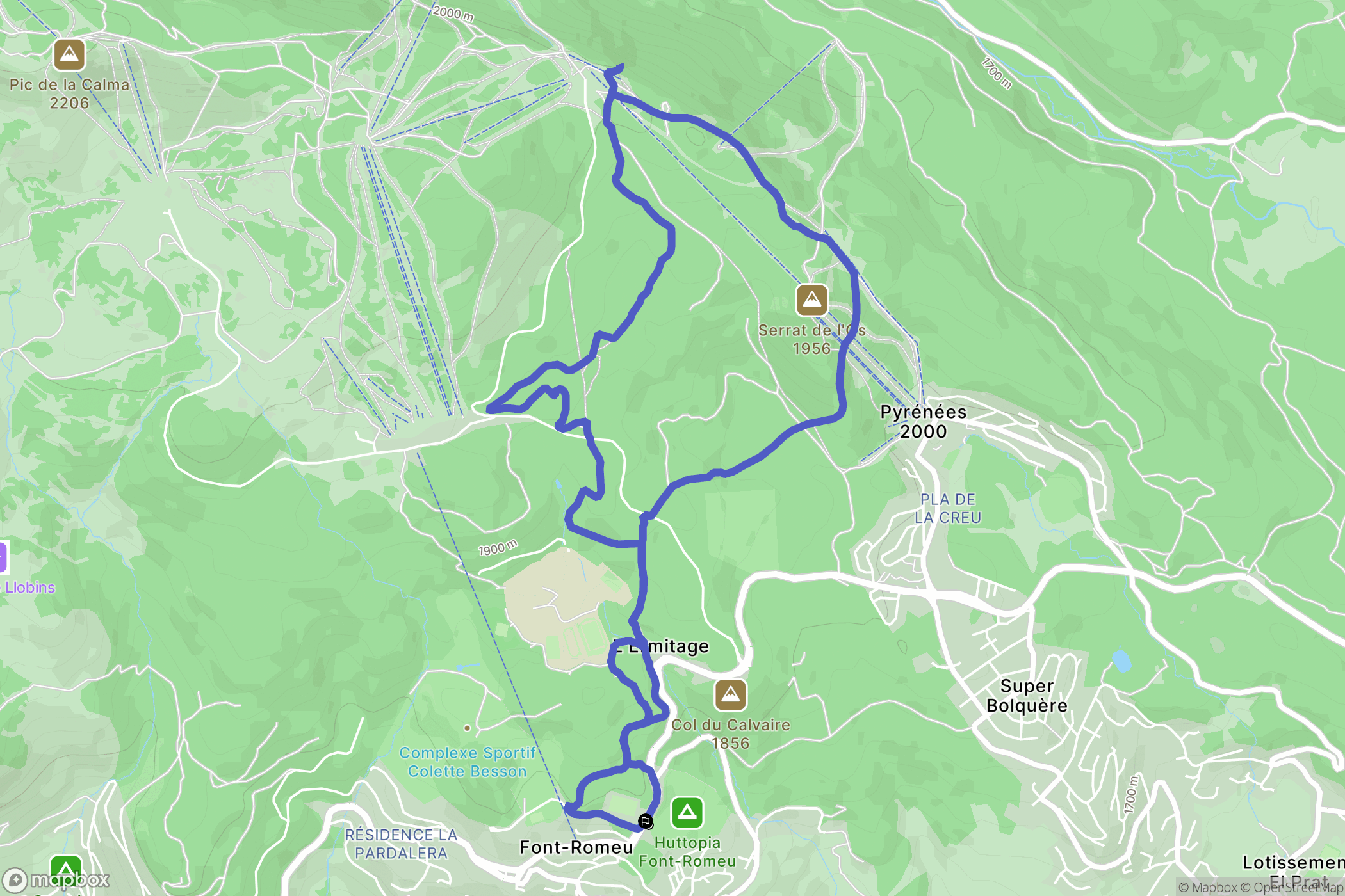 Font-Romeu-Odeillo-Via : carte du parcours de randonnée - France