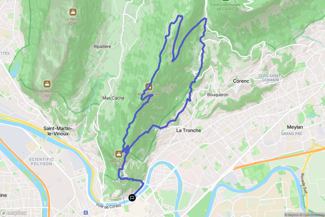 Corenc : carte du parcours de randonnée - France