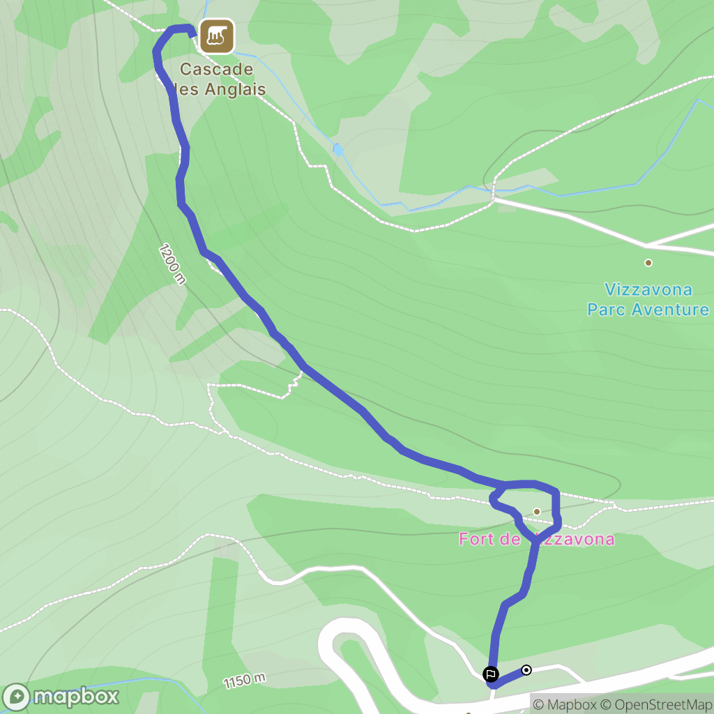 Bocognano : carte du parcours de randonnée - France
