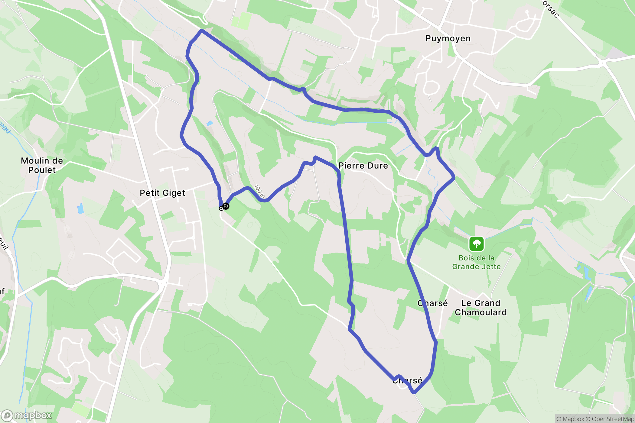 Puymoyen : carte du parcours de randonnée - France