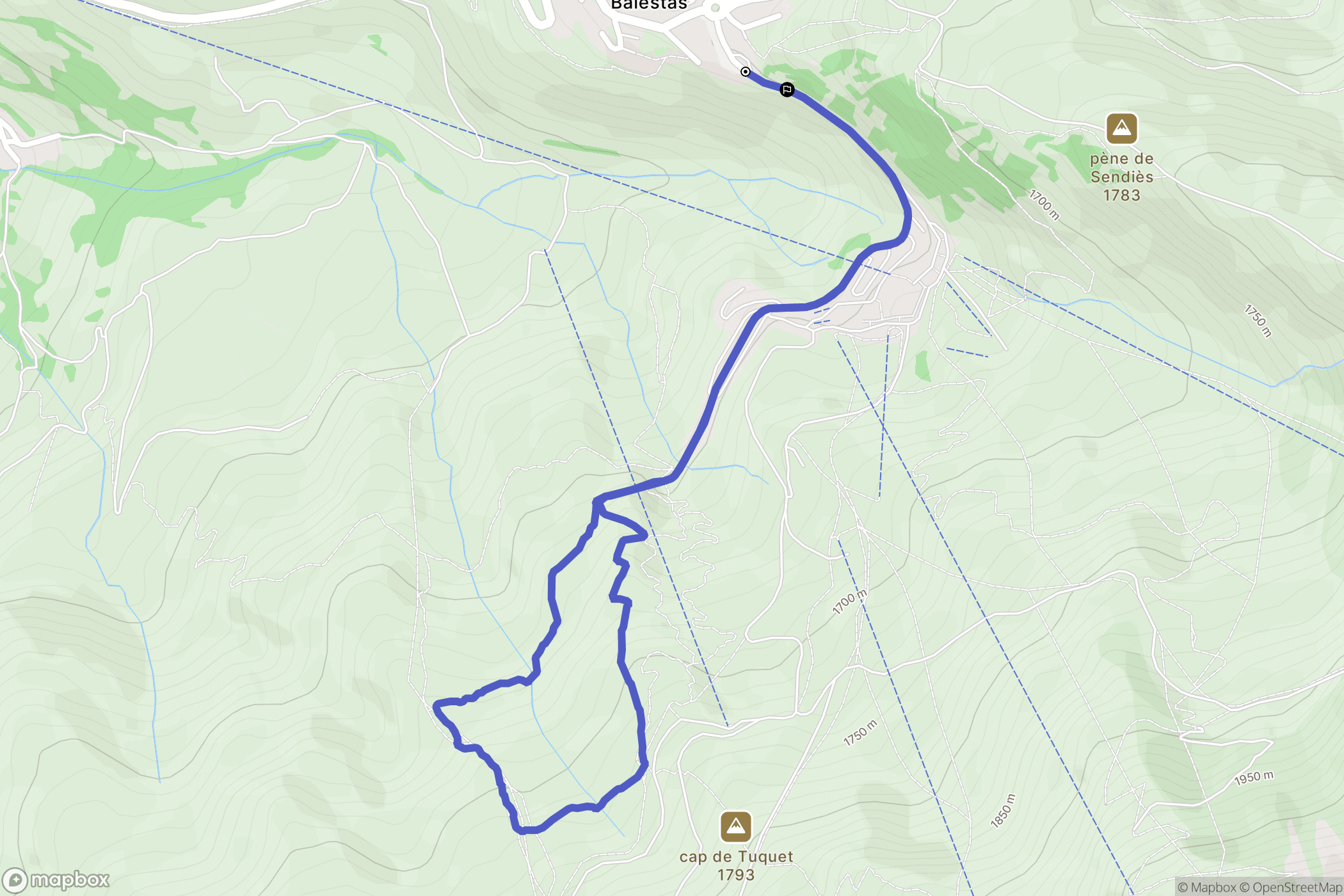 Peyragudes-Balestas : carte du parcours de randonnée - France