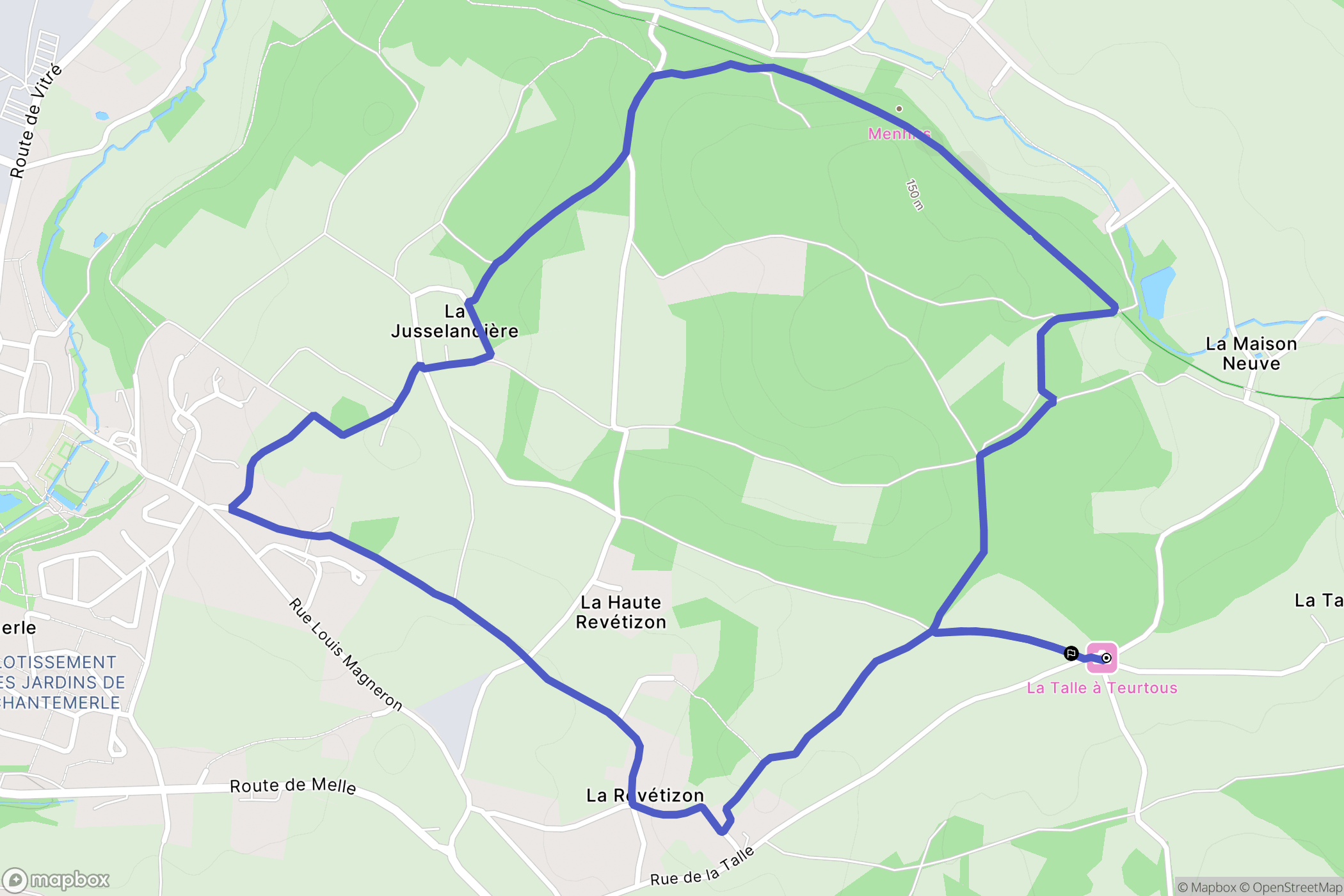 Celles sur Belles : carte du parcours de randonnée - France