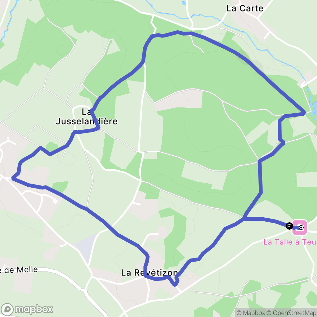 Celles sur Belles : carte du parcours de randonnée - France