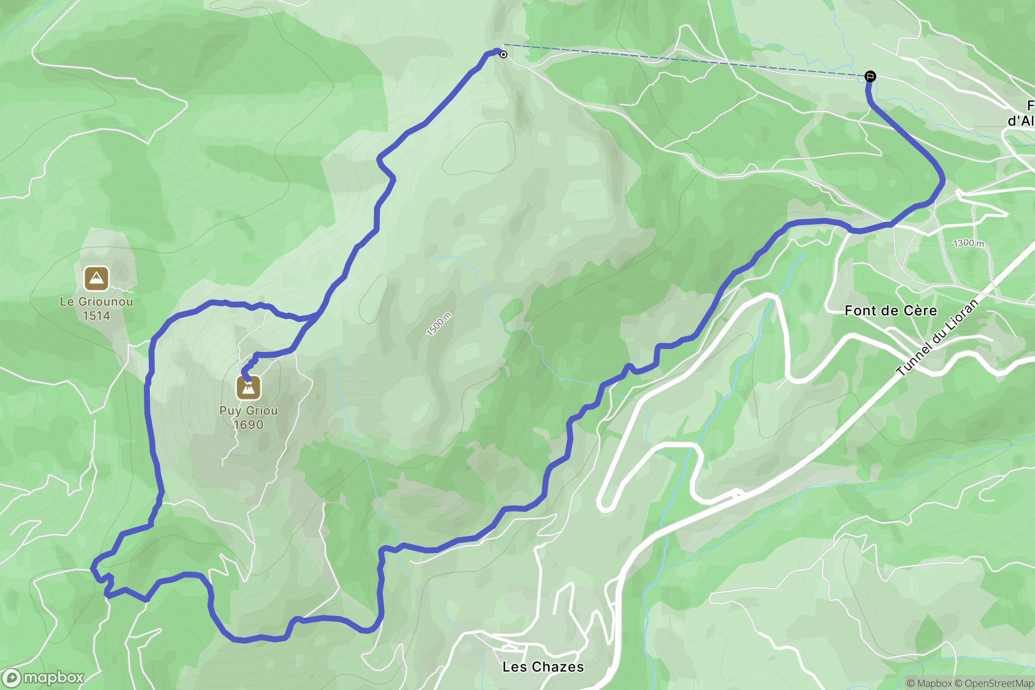Le Lioran : carte du parcours de randonnée - France