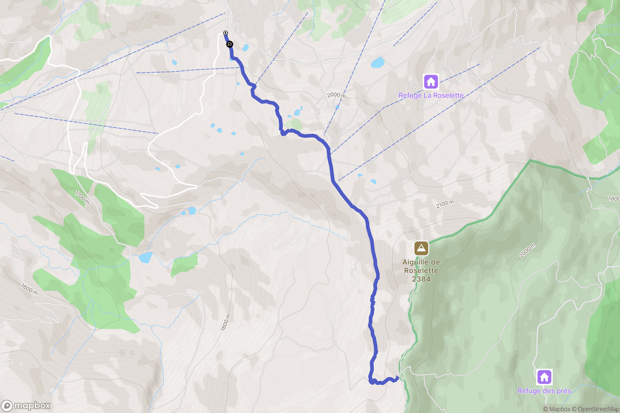 Les Contamines Montjoie : carte du parcours de randonnée - France