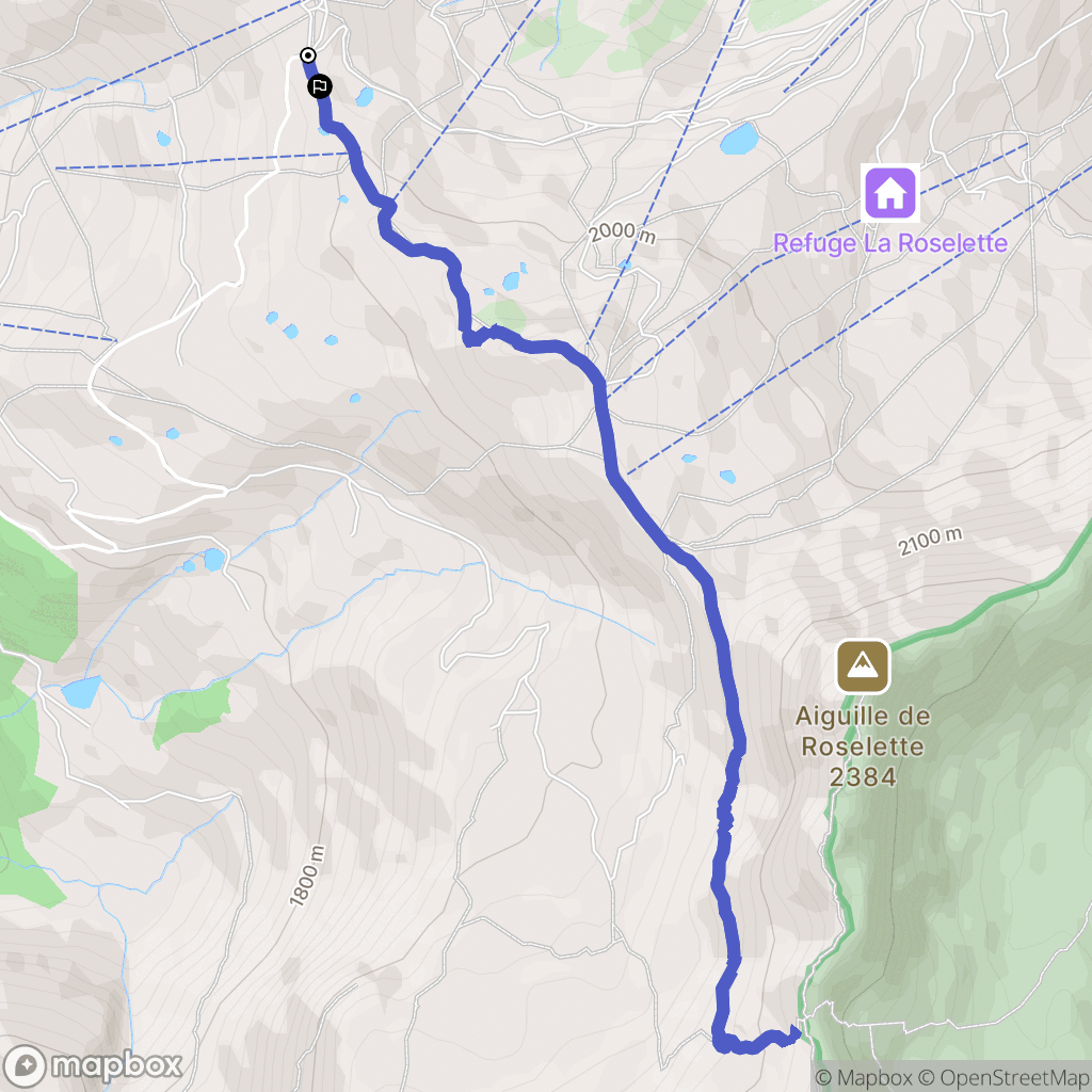 Les Contamines Montjoie : carte du parcours de randonnée - France