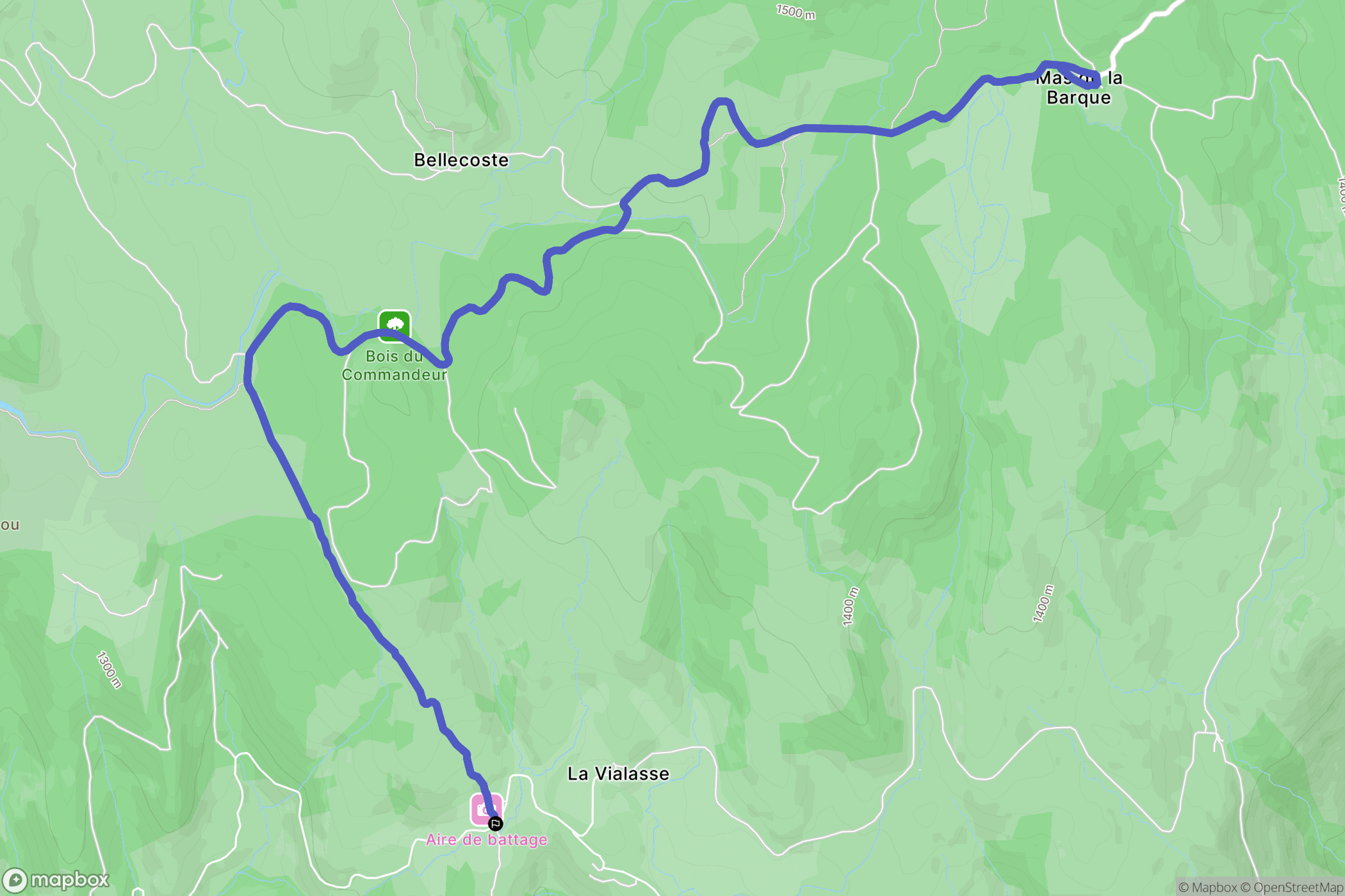 Saint Maurice de Ventalon : carte du parcours de randonnée - France