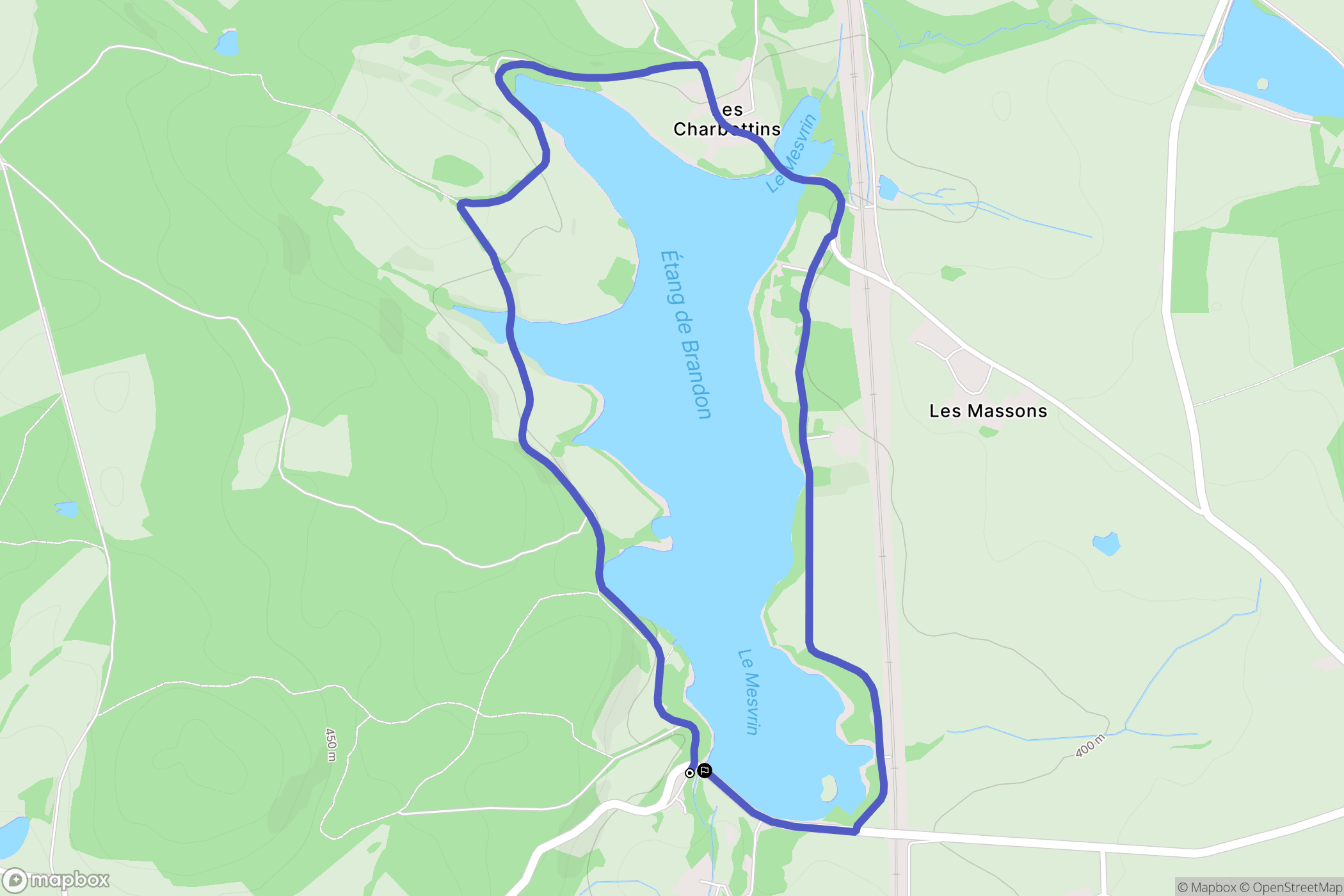 Bouvier : carte du parcours de randonnée - France