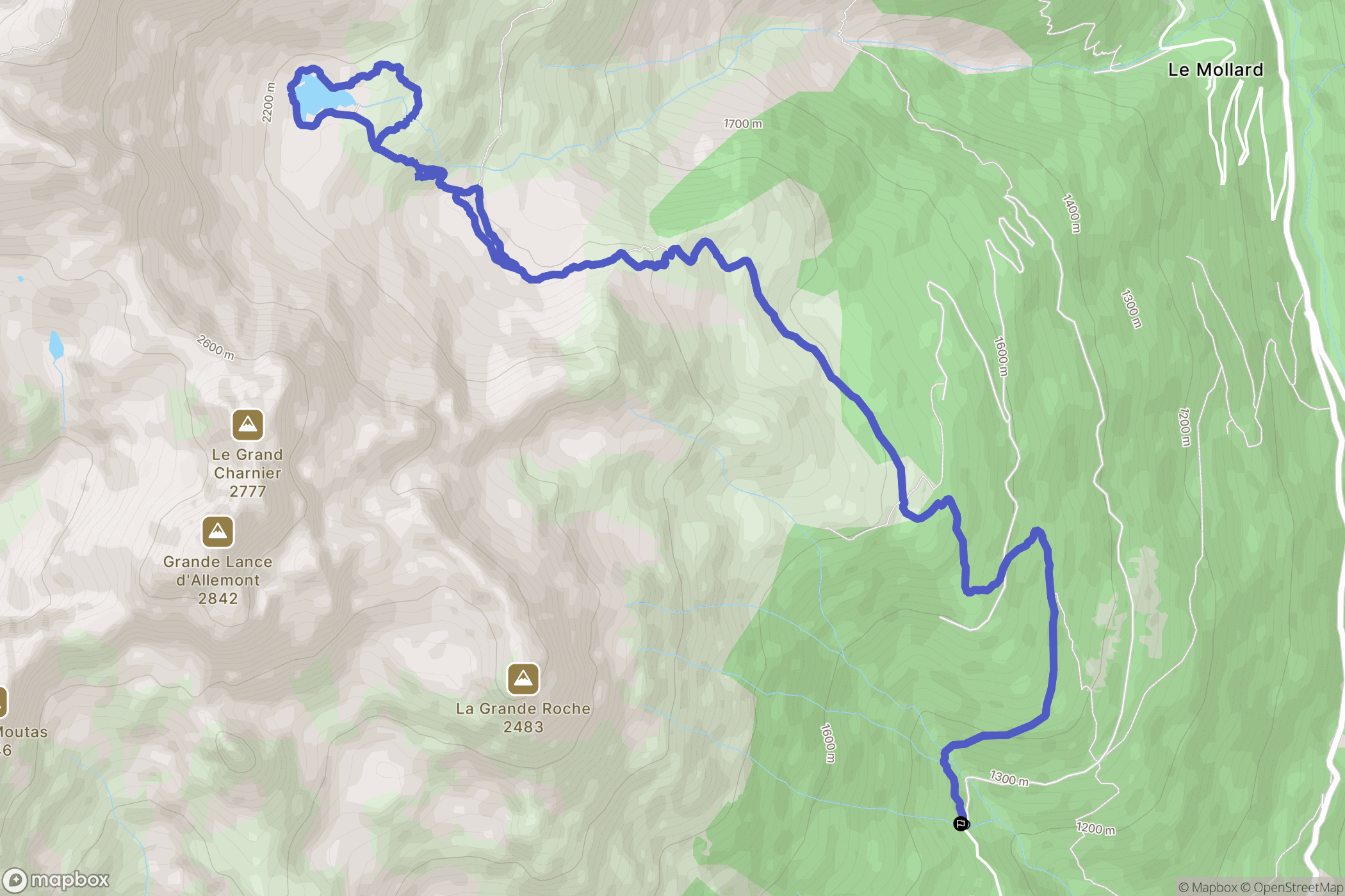Allemond : carte du parcours de randonnée - France