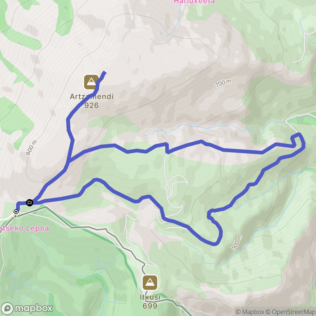 Itxassou : carte du parcours de randonnée - France