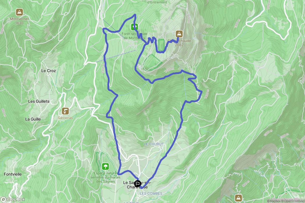 Le Sappey-en-Chartreuse : carte du parcours de randonnée - France
