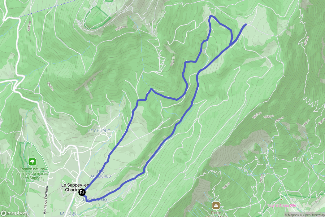 Le Sappey-en-Chartreuse : carte du parcours de randonnée - France