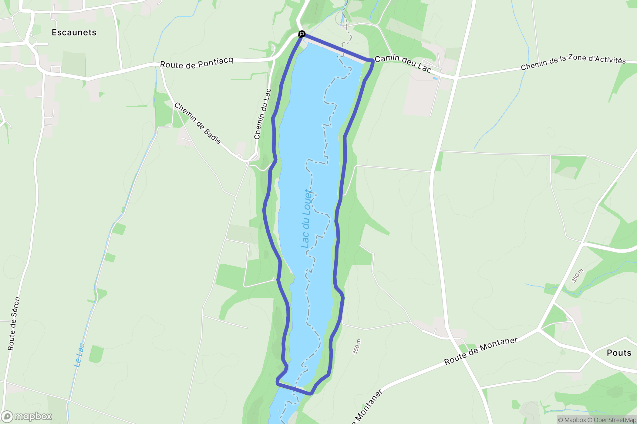 Escaunets : carte du parcours de randonnée - France