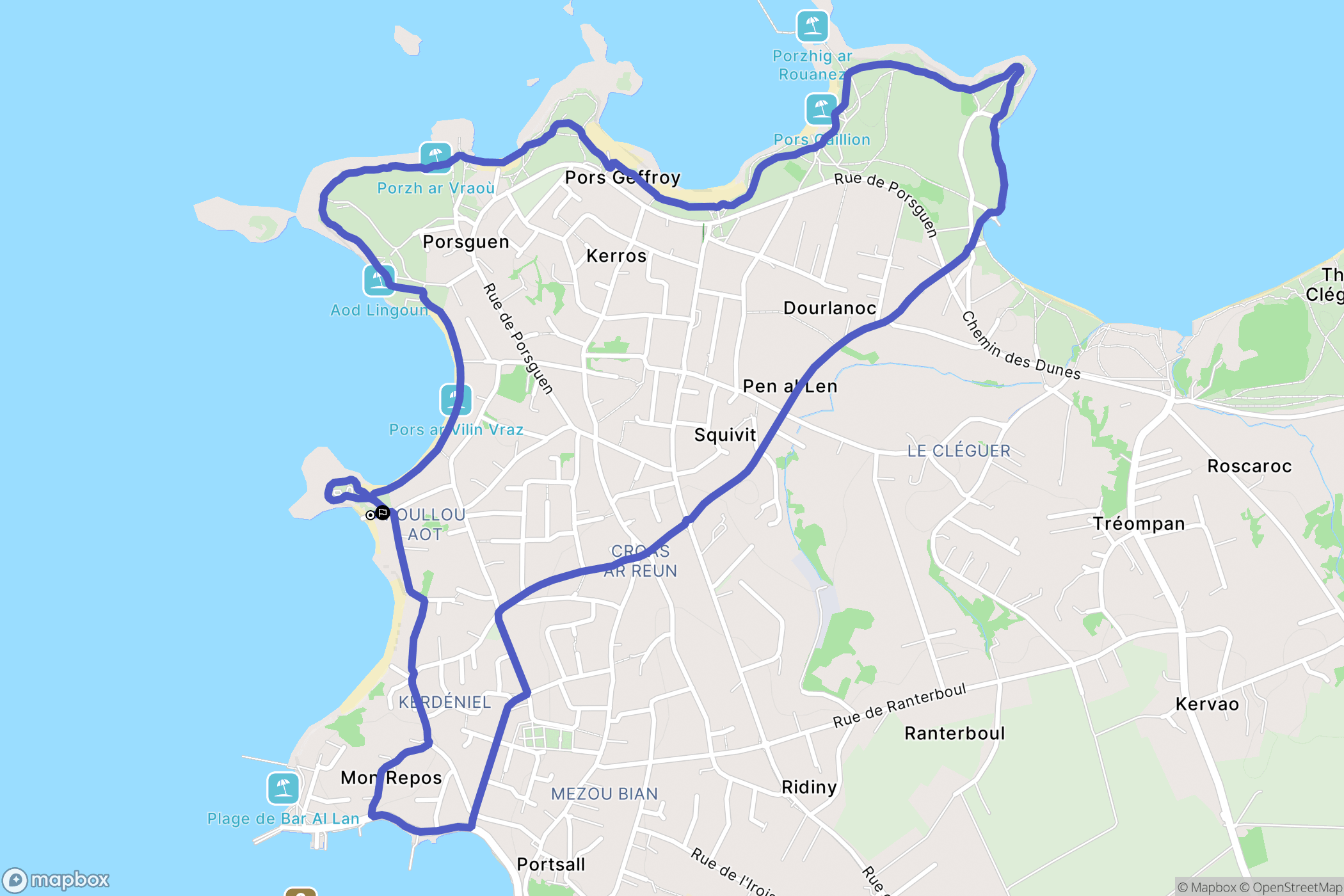Portsall : carte du parcours de randonnée - France