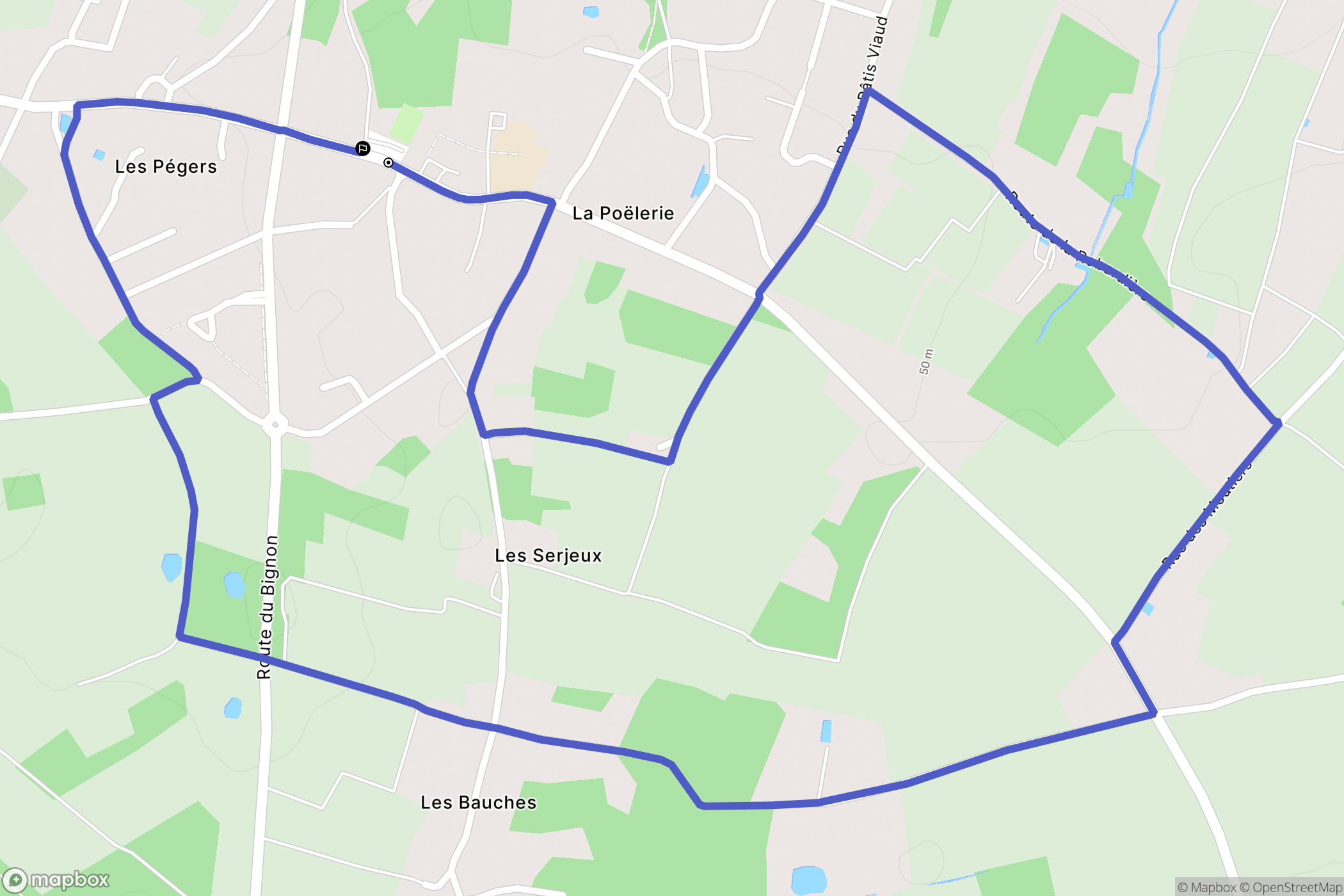 La Vignauderie : carte du parcours de randonnée - France