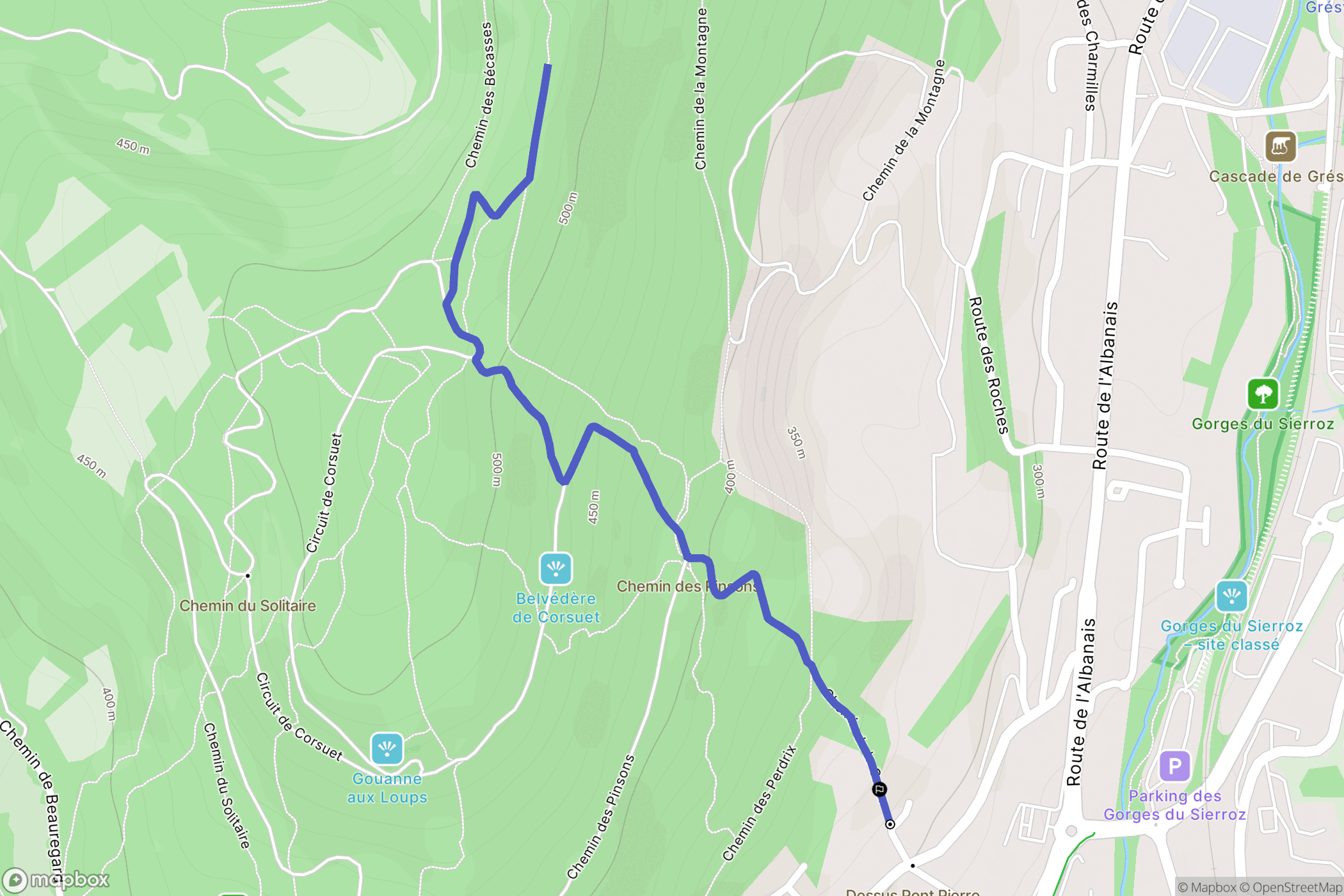 Grésy-sur-Aix : carte du parcours de randonnée - France