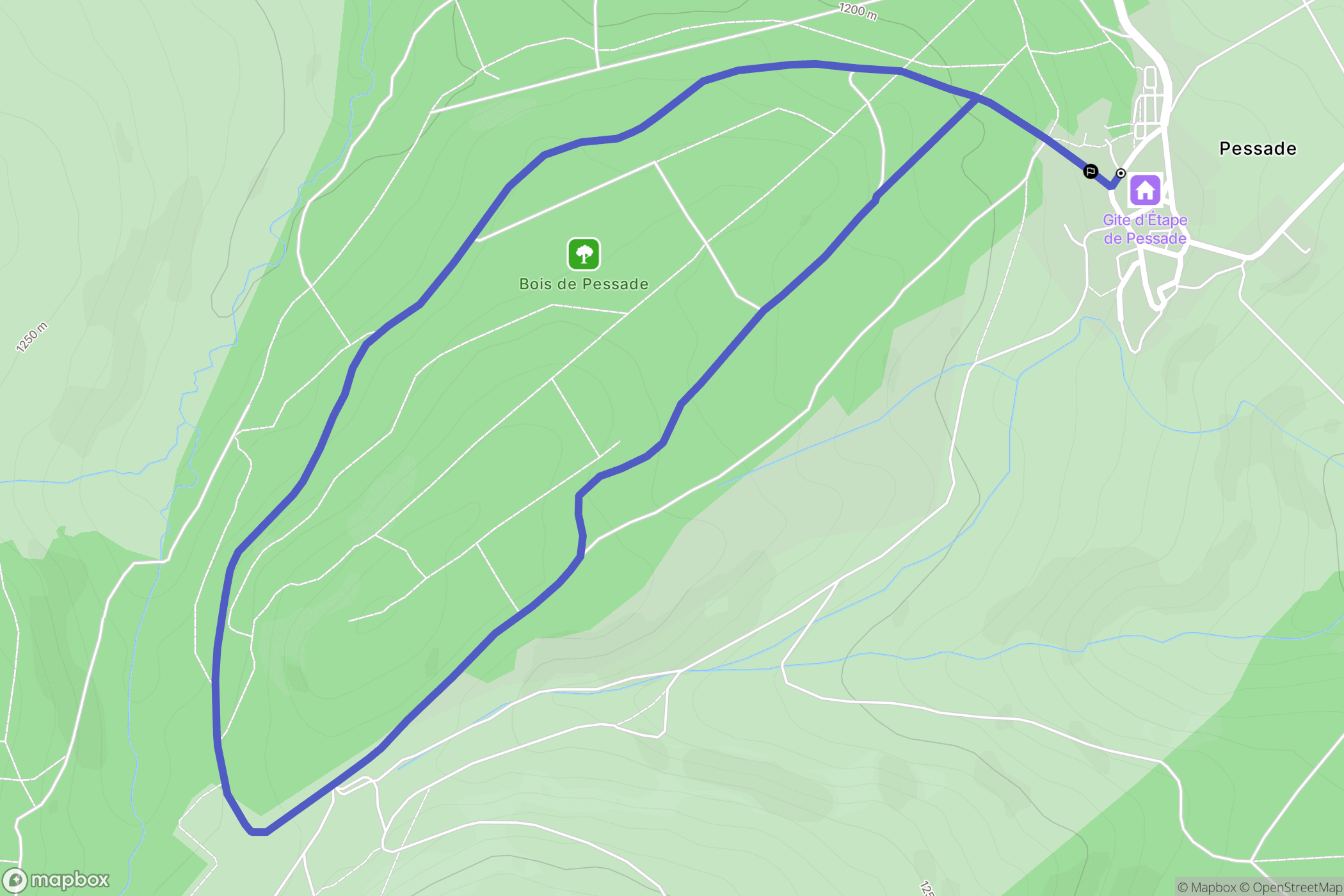 Pessade : carte du parcours de randonnée - France