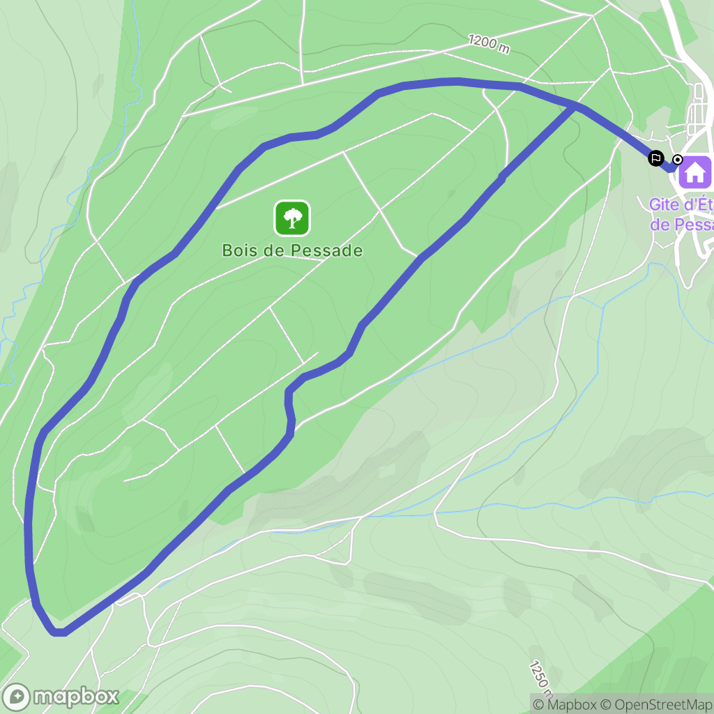 Pessade : carte du parcours de randonnée - France