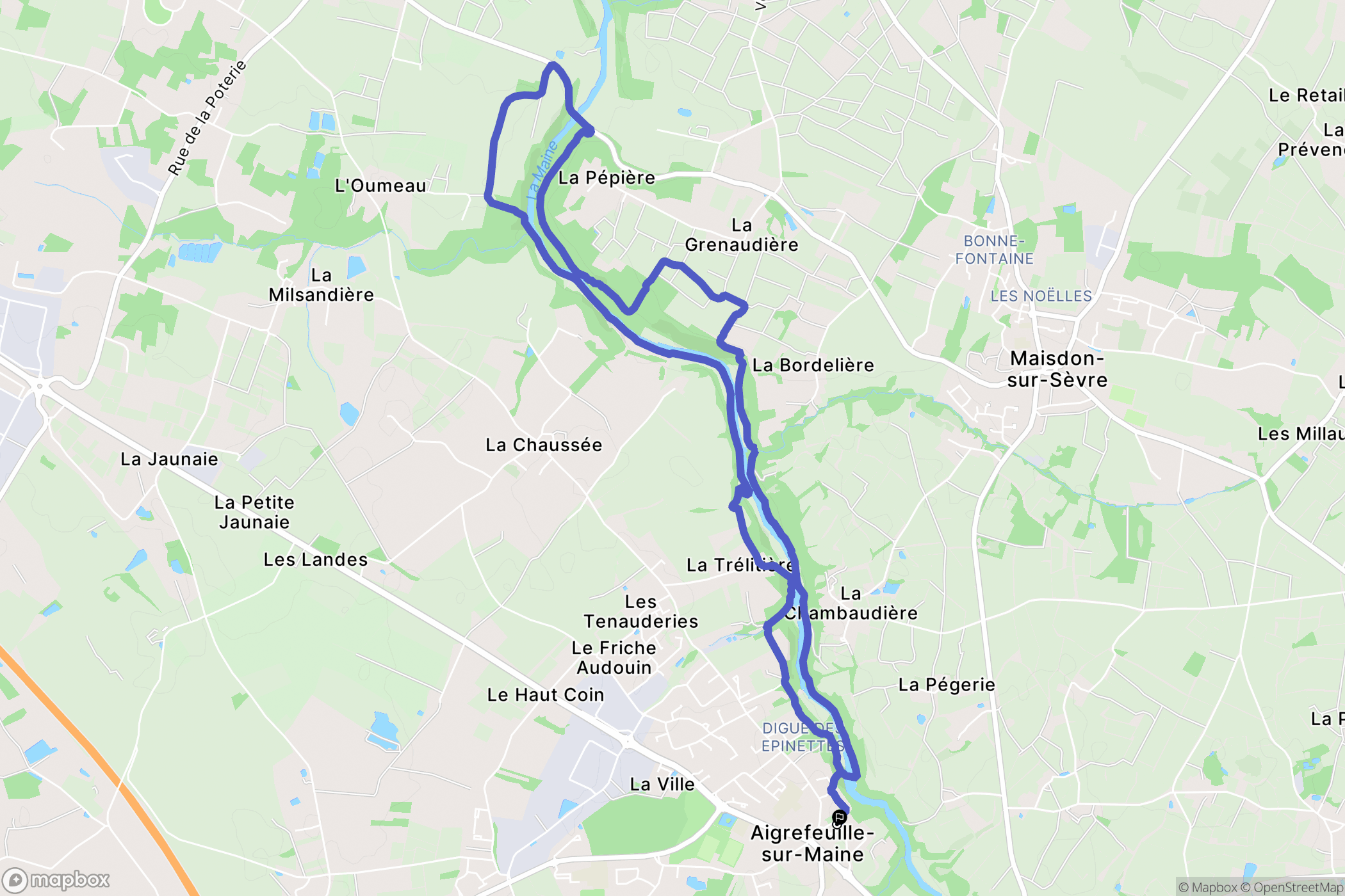 Aigrefeuille-sur-Maine : carte du parcours de randonnée - France